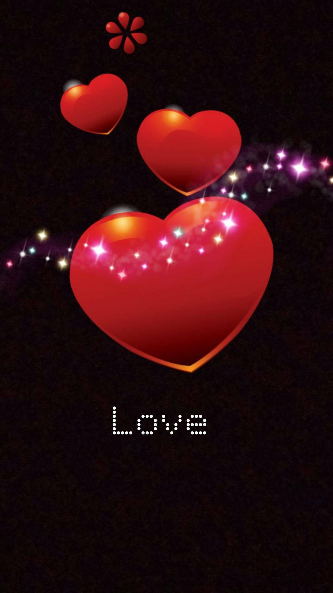 Hearts With Sparkling Glitter Love Phone Background