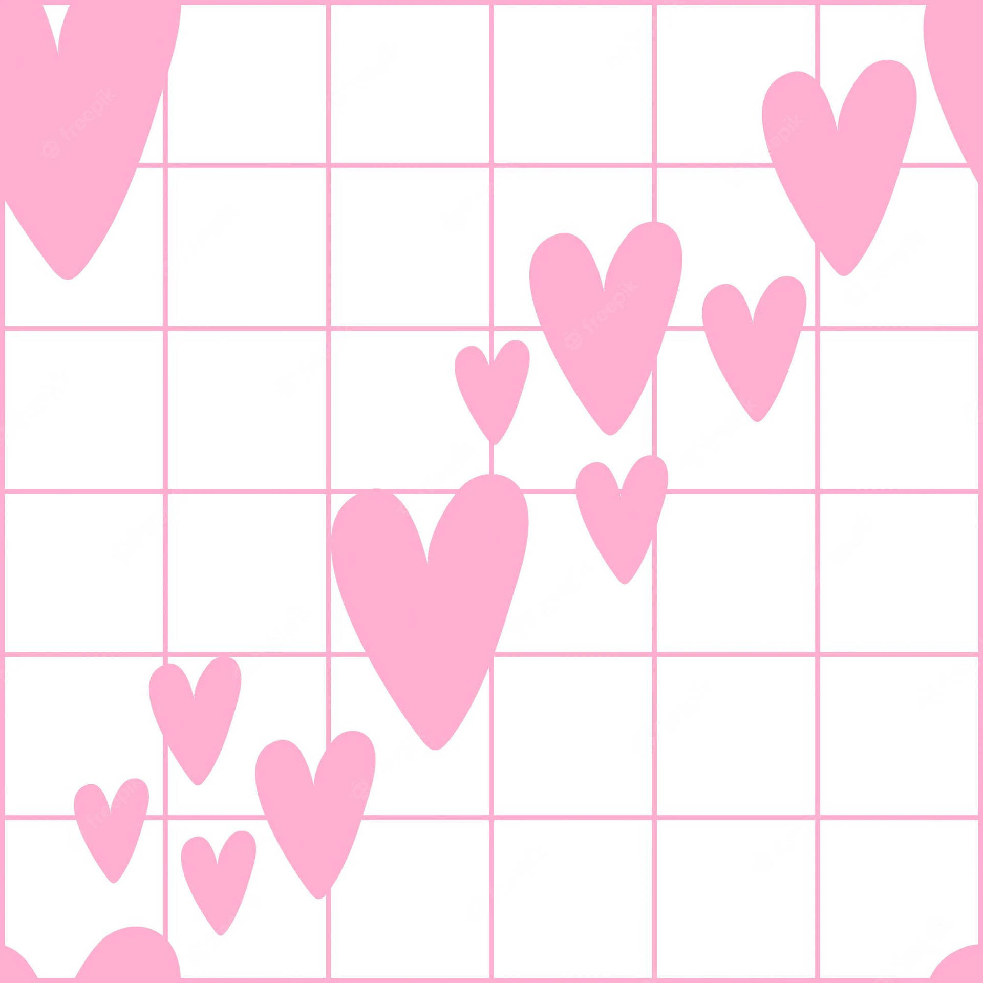 Hearts With White Grid Aesthetic