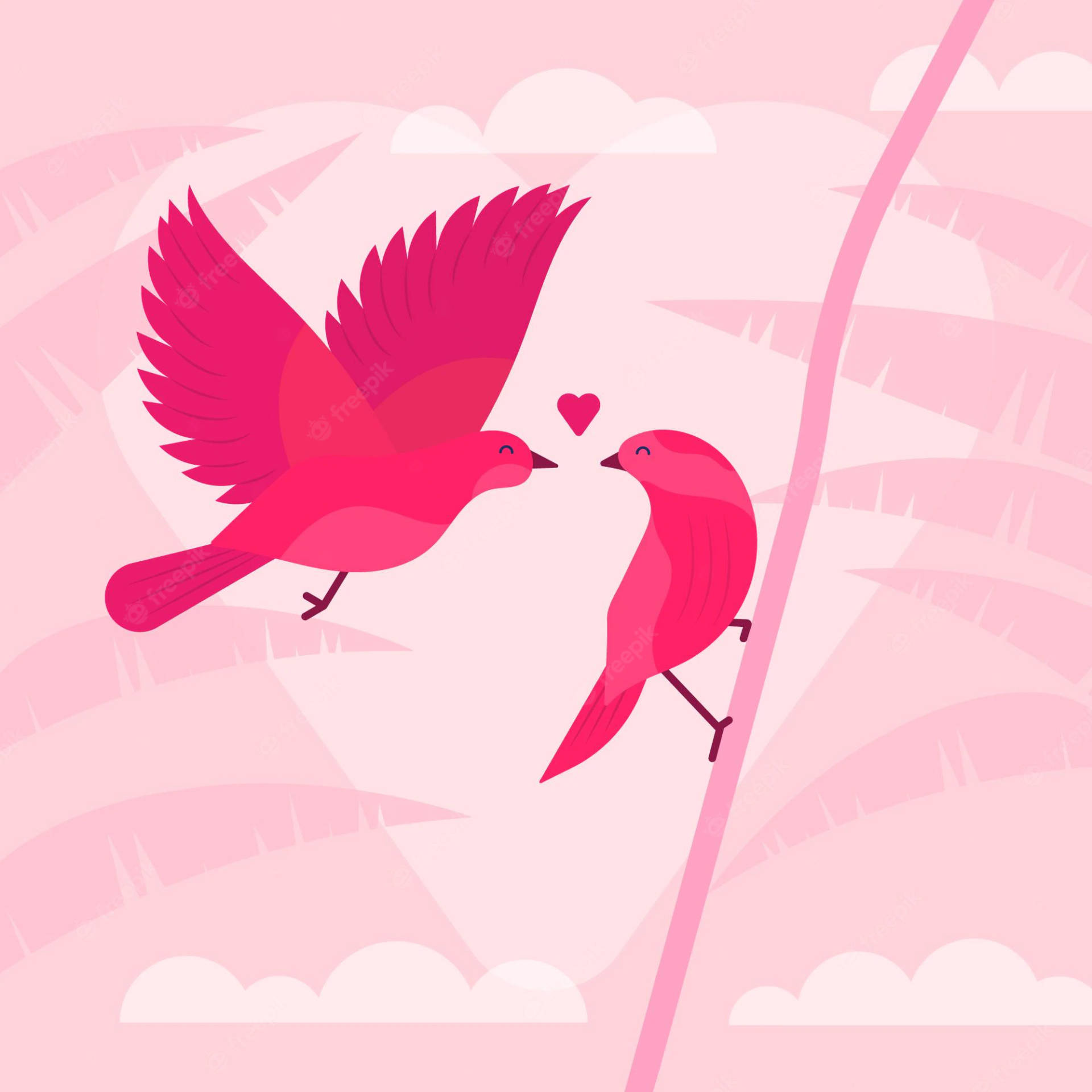 Heartwarming Pink Love Birds Background