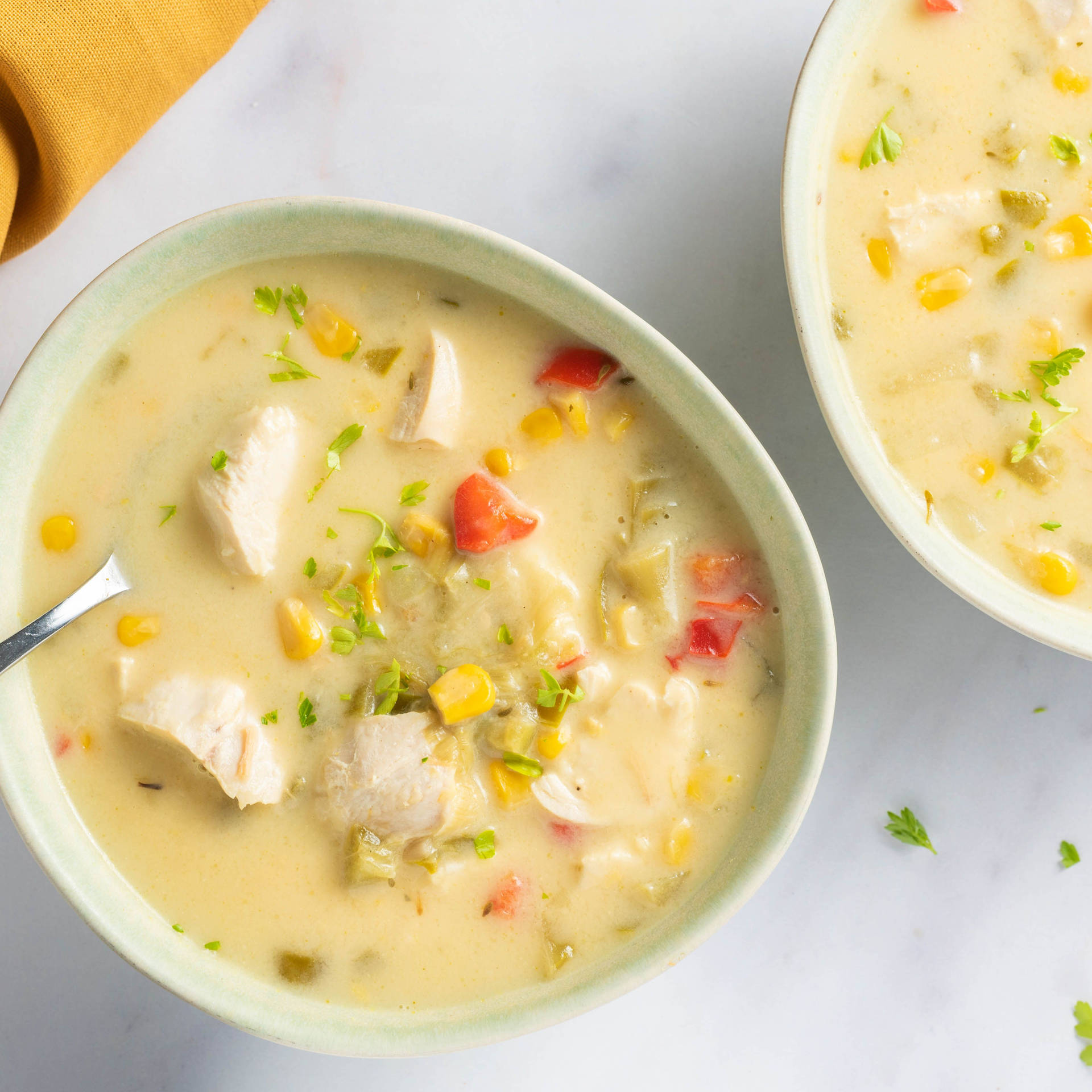 Hearty And Delicious Milky Chicken Chowder Background