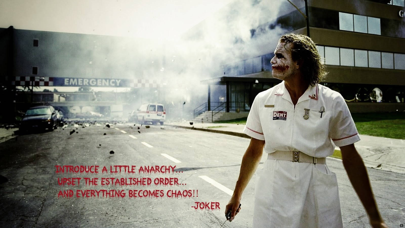 Heath Ledger Joker Hospital Explosion Scene Background