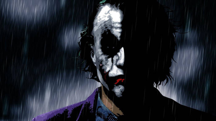 Heath Ledger Sad Joker In The Rain Background