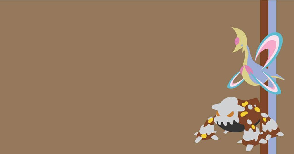 Heatran And Arceus On Brown Background Background
