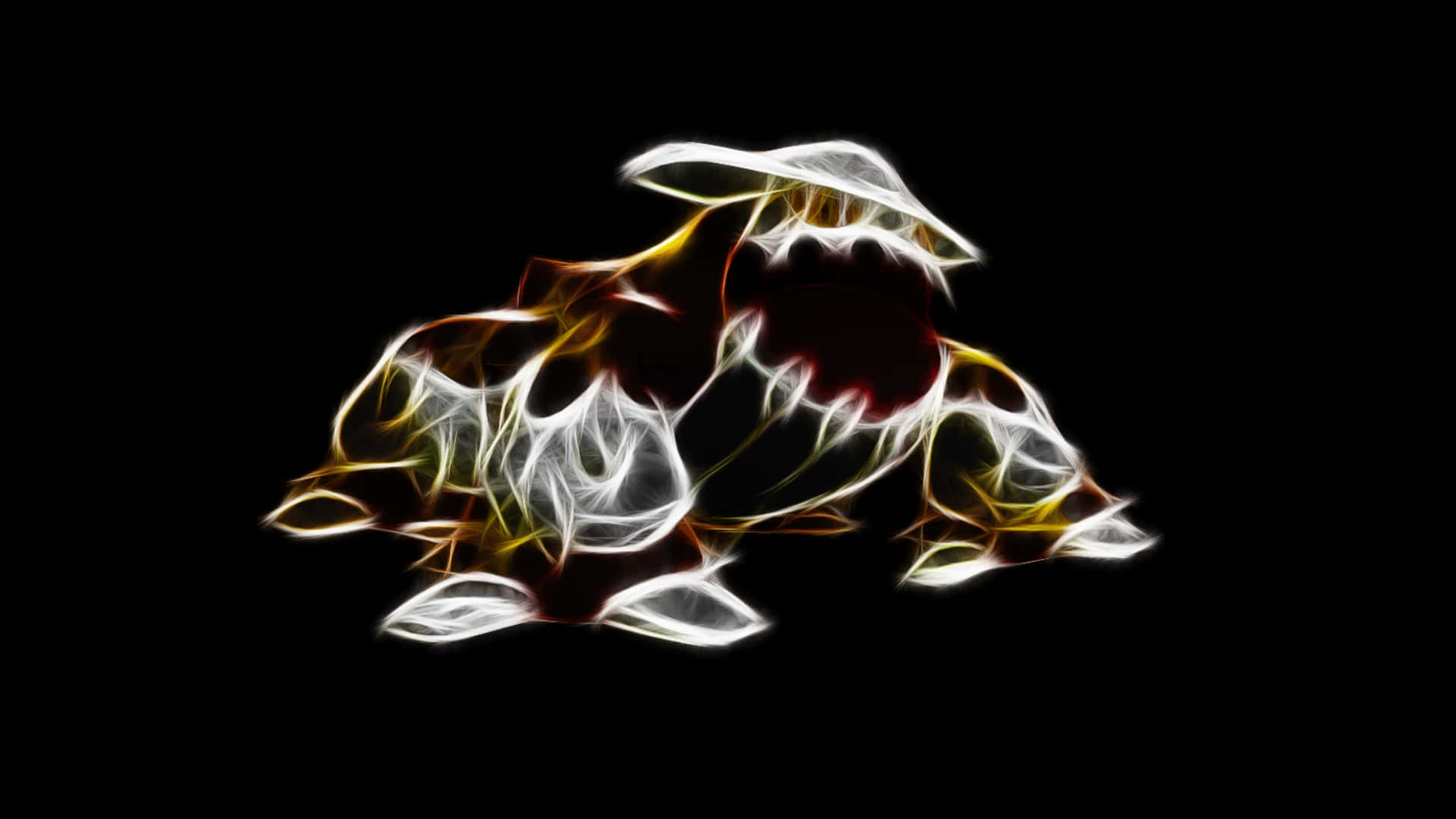 Heatran Neon Outline On Black Background Background