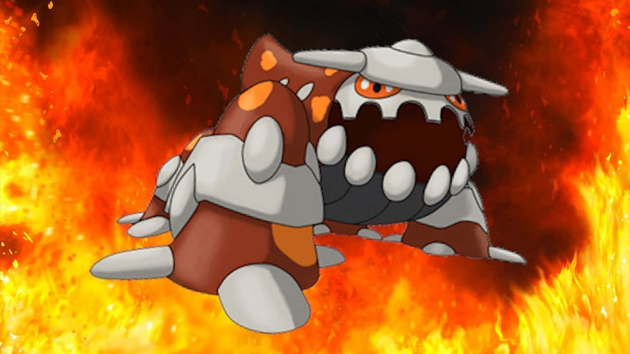 Heatran Pokemon On Fire Background Background