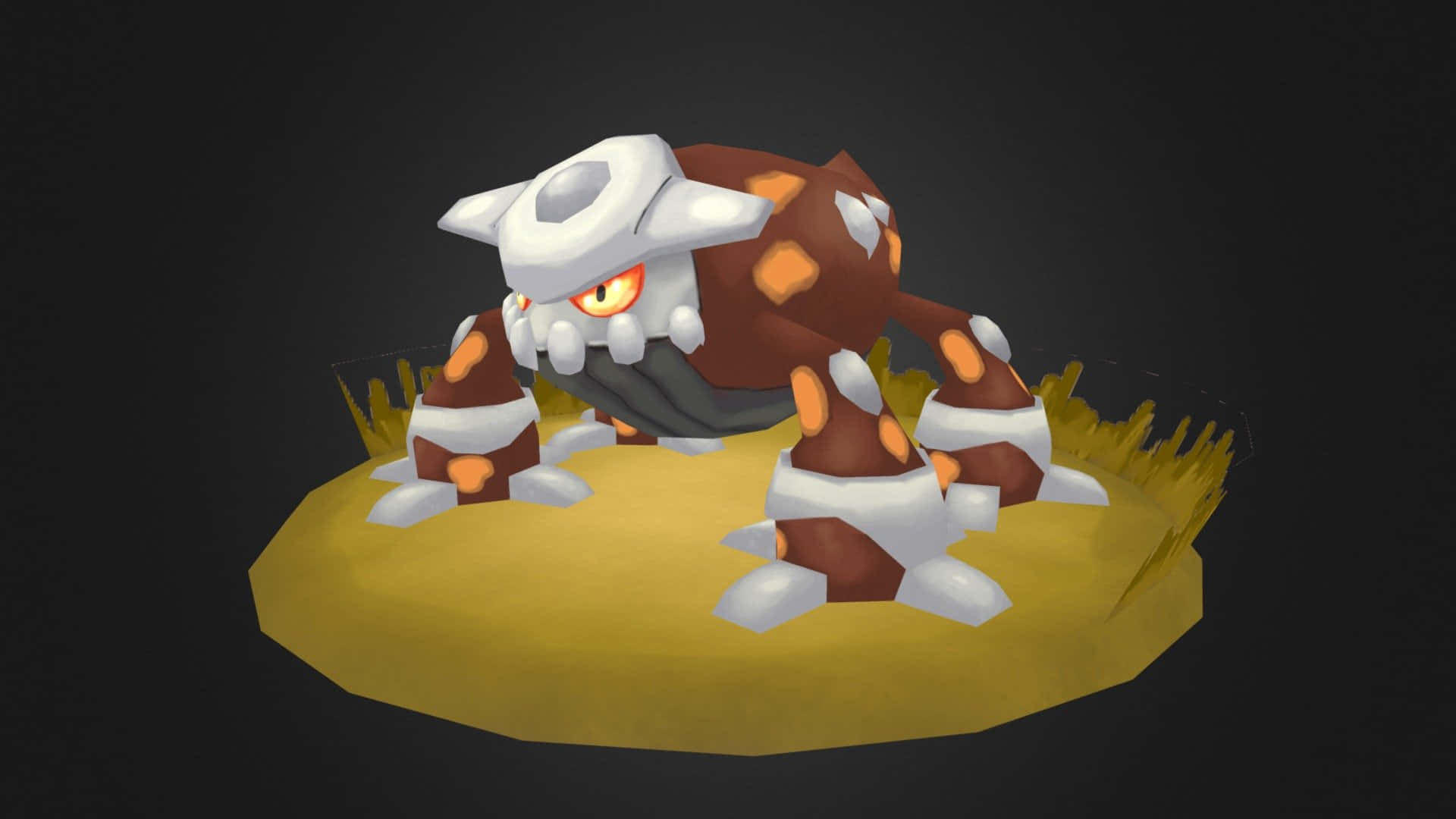 Heatran Pokemon On Grass Illustration Background