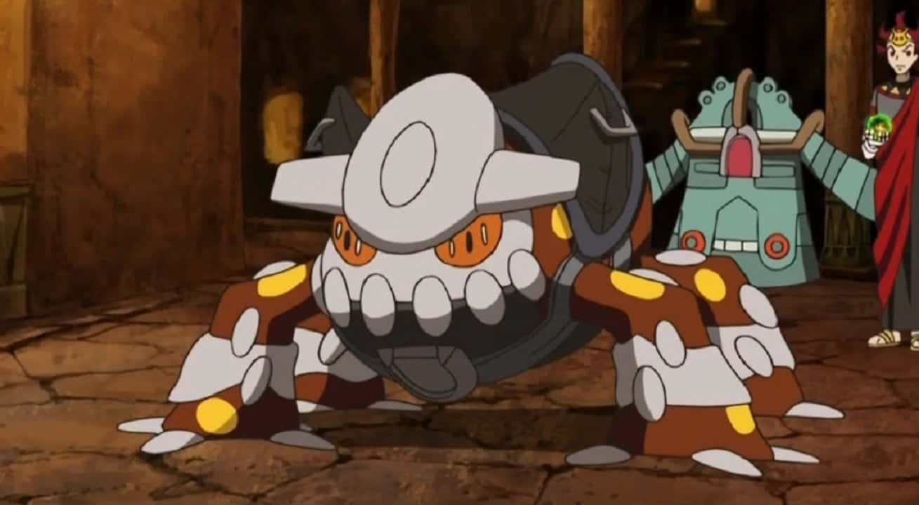 Heatran Pokemon With Bronzong In Background Background