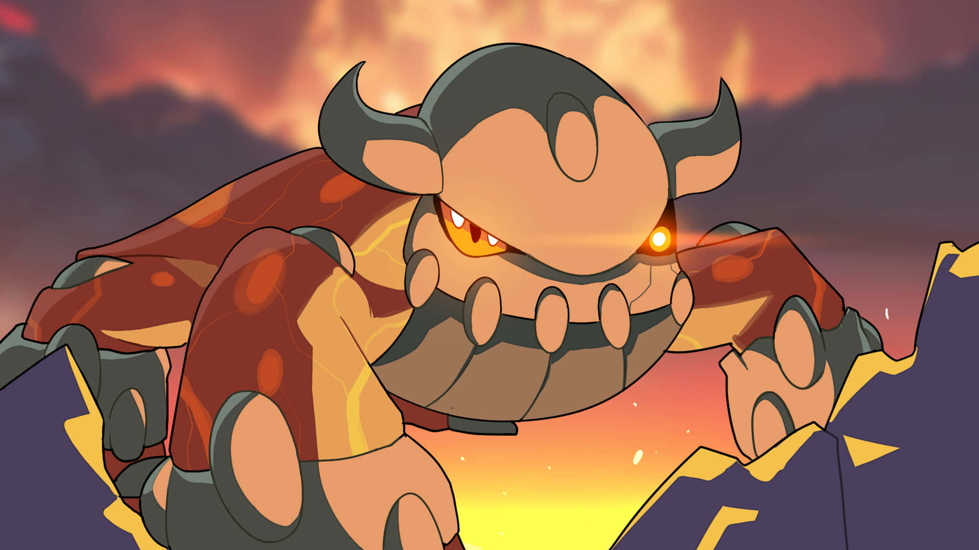 Heatran Pokemon With Glowing Eyes Background
