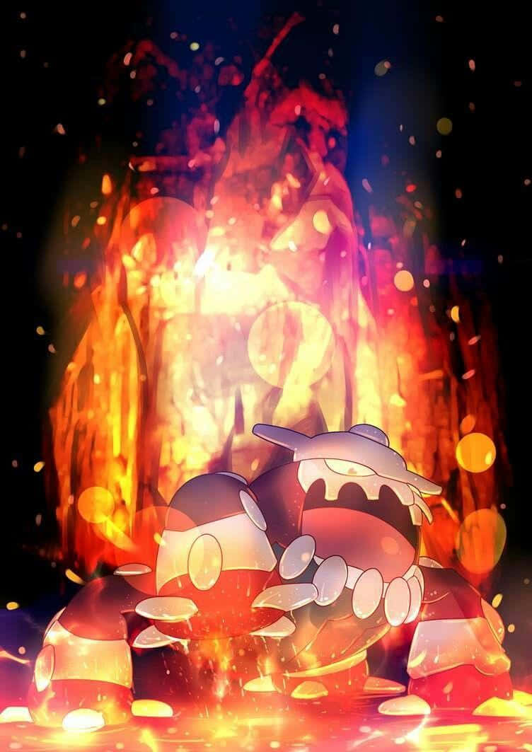Heatran With Glowing Fire Background Background