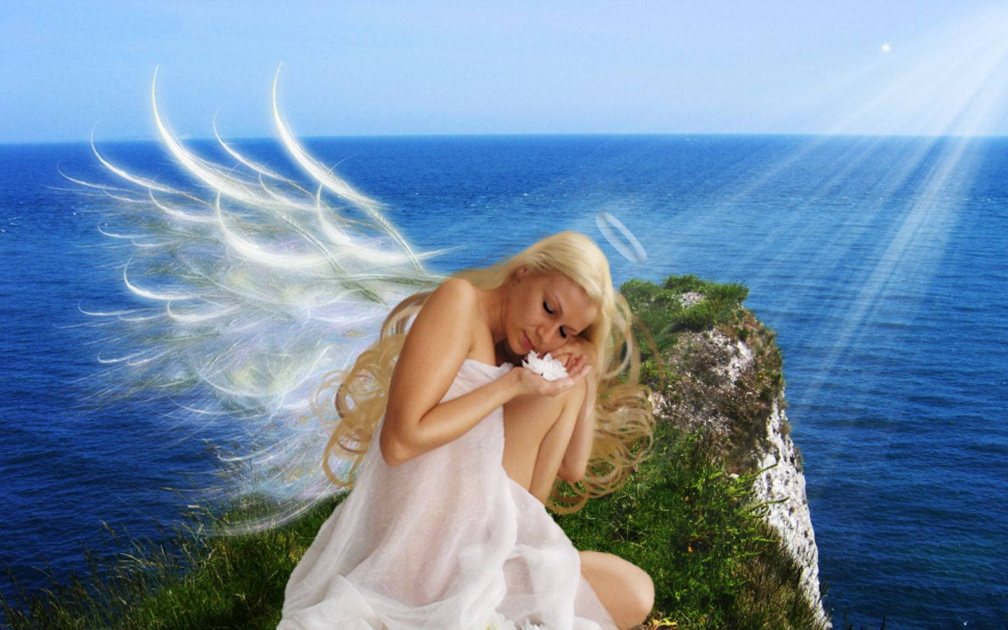 Heavenly Angels At A Cliff Background