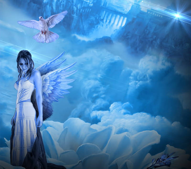 Heavenly Angels In A Frozen Kingdom Background