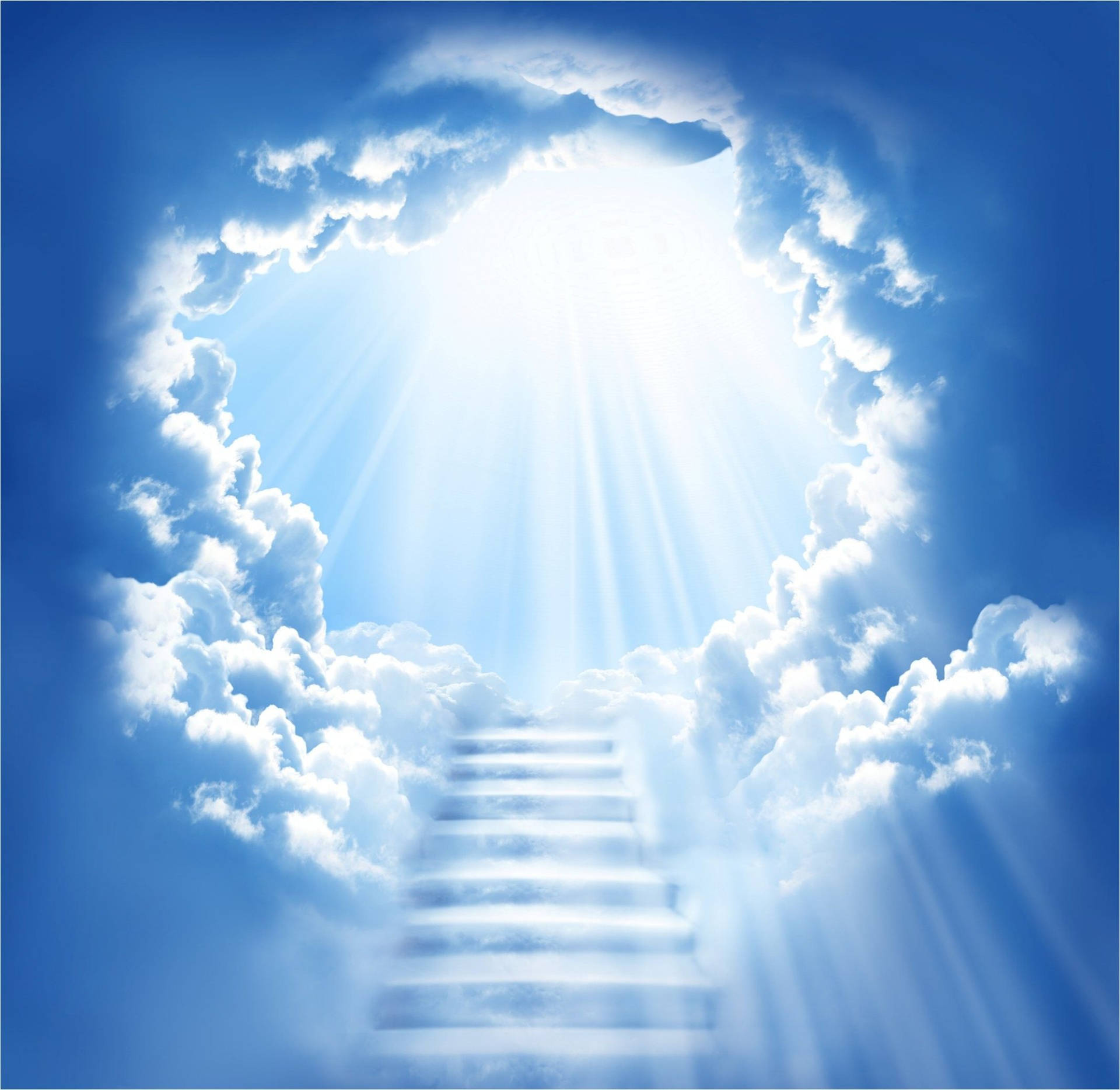 Heavenly Angels With A Stairway Background