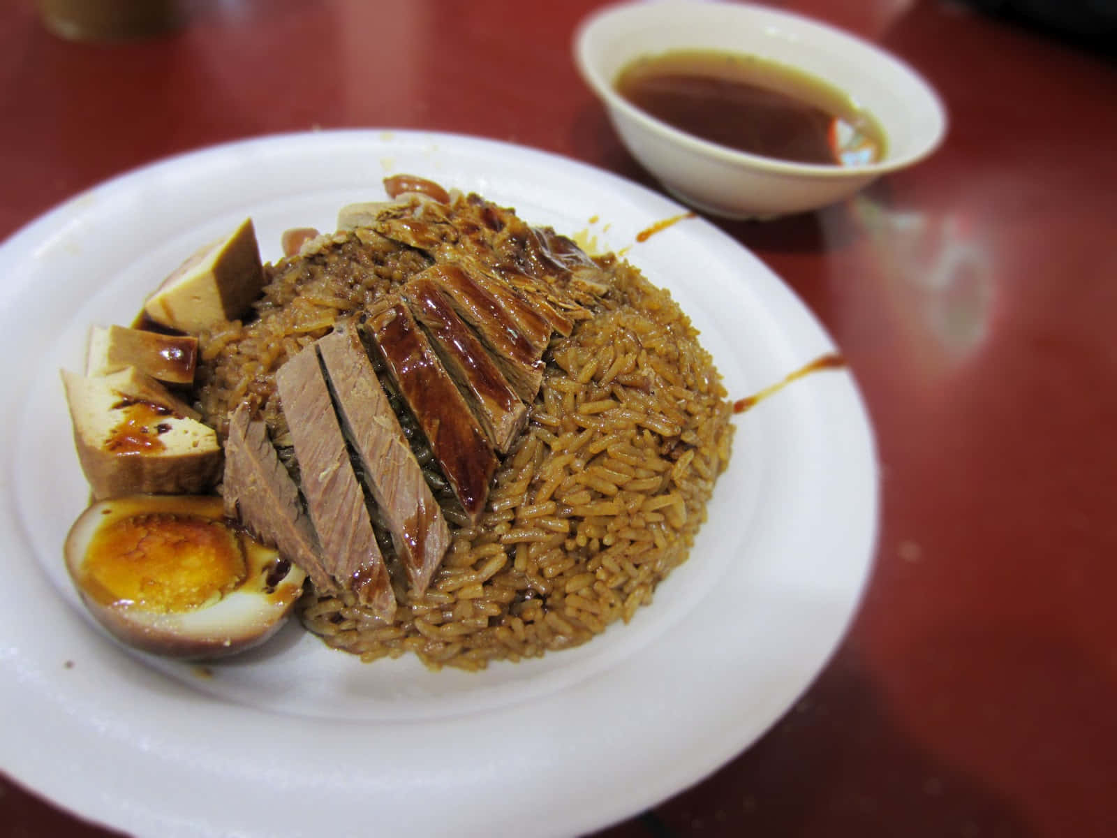 Heavenly Singaporean Dish Duck Rice Dutch Angle Shot Background