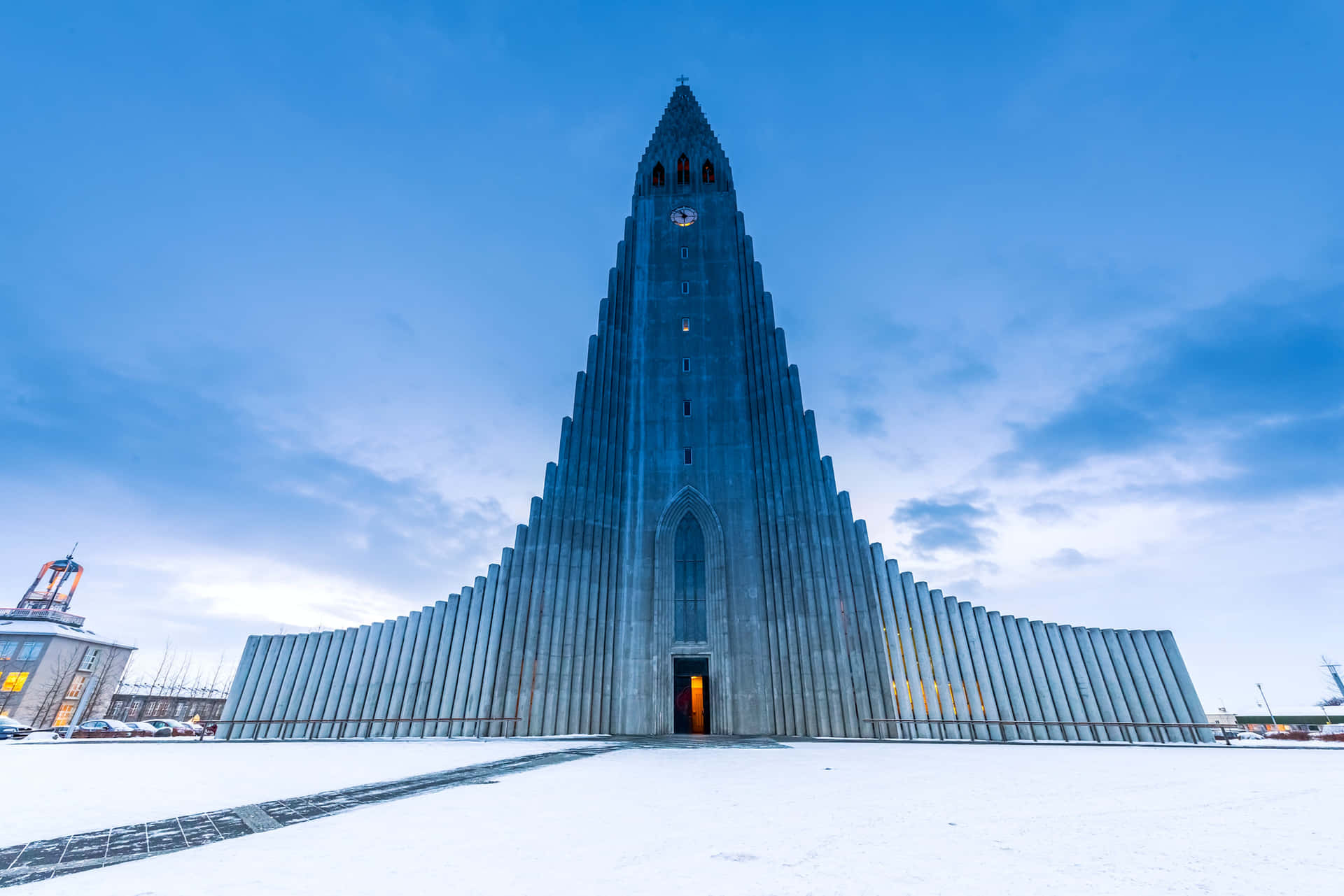 Heavenly View Of Hallgrimskirkja Background