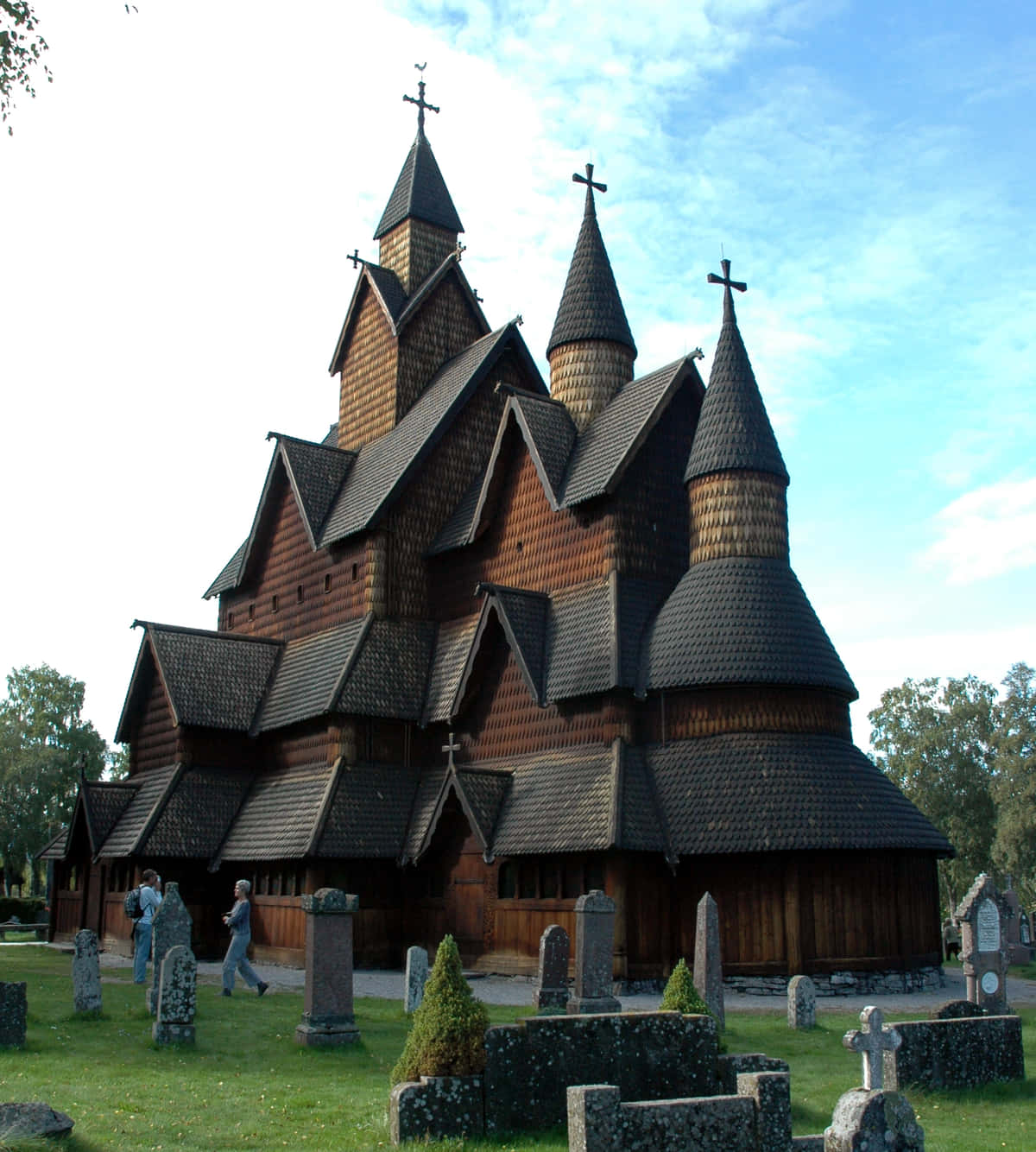Heddal Stave Church And Graveyard Background