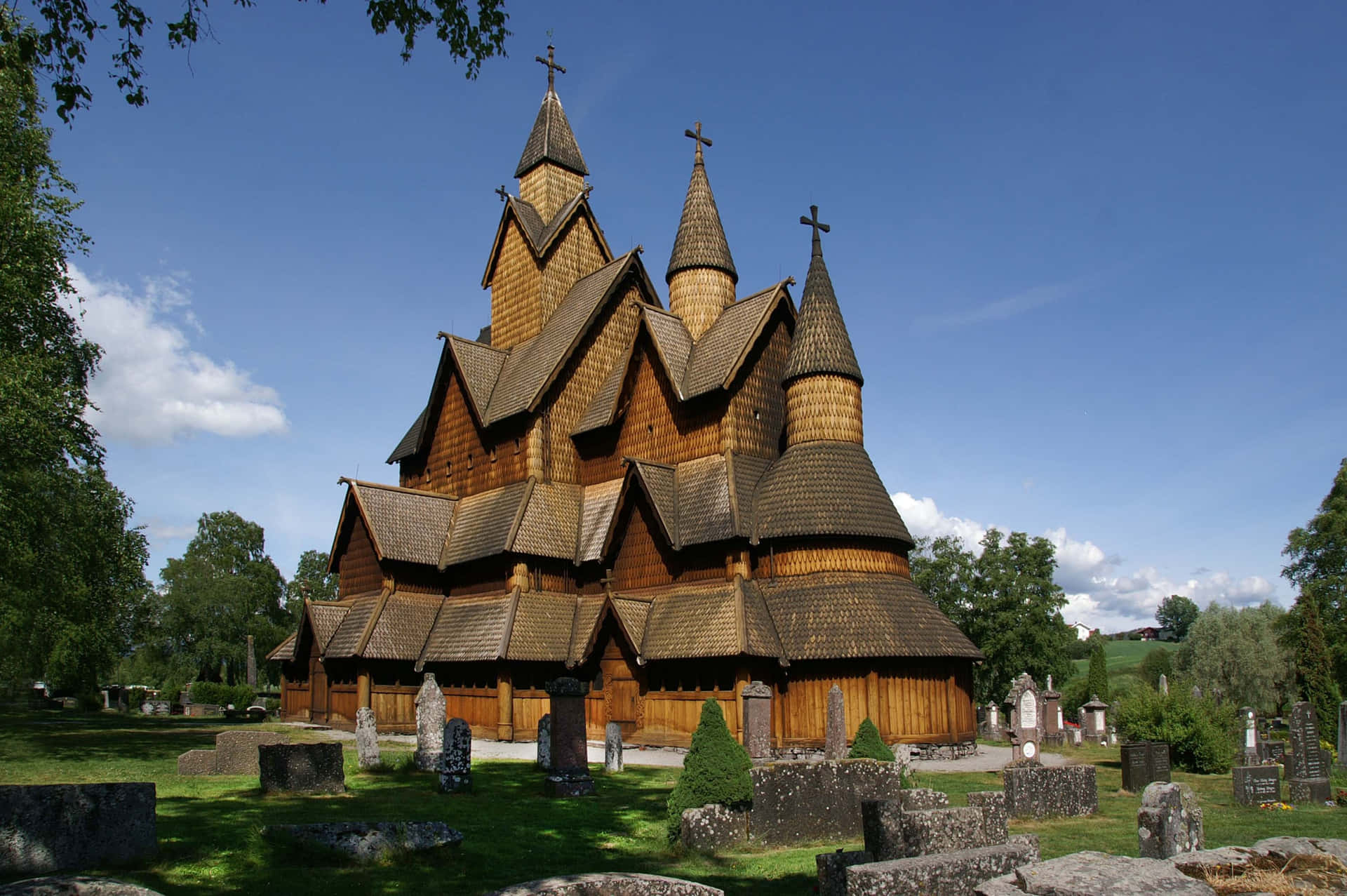 Heddal Stave Church With Trees