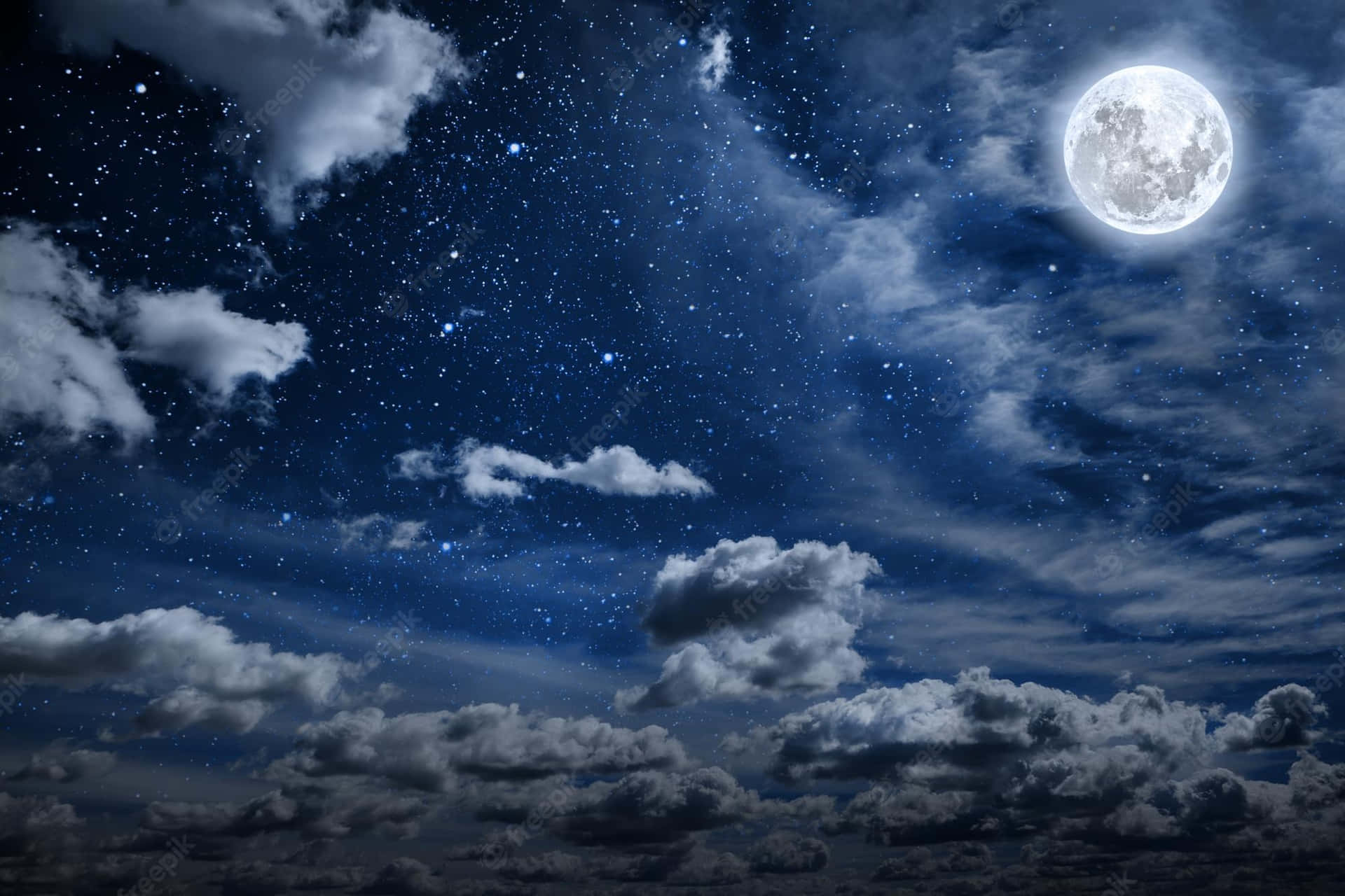 Hefty Cloud Starr Night Sky Moon Background