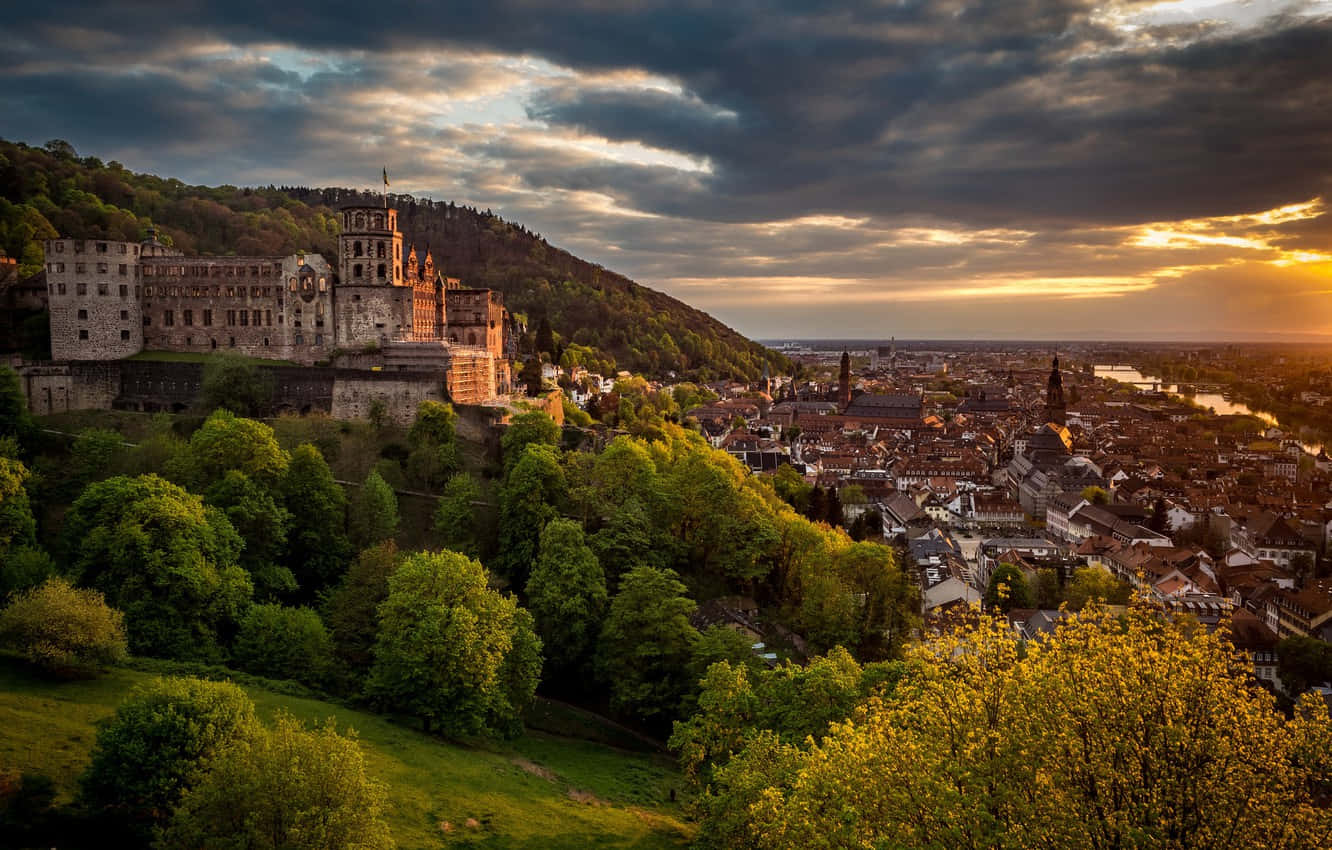 Heidelberg Castle Orange-tinged Sunset