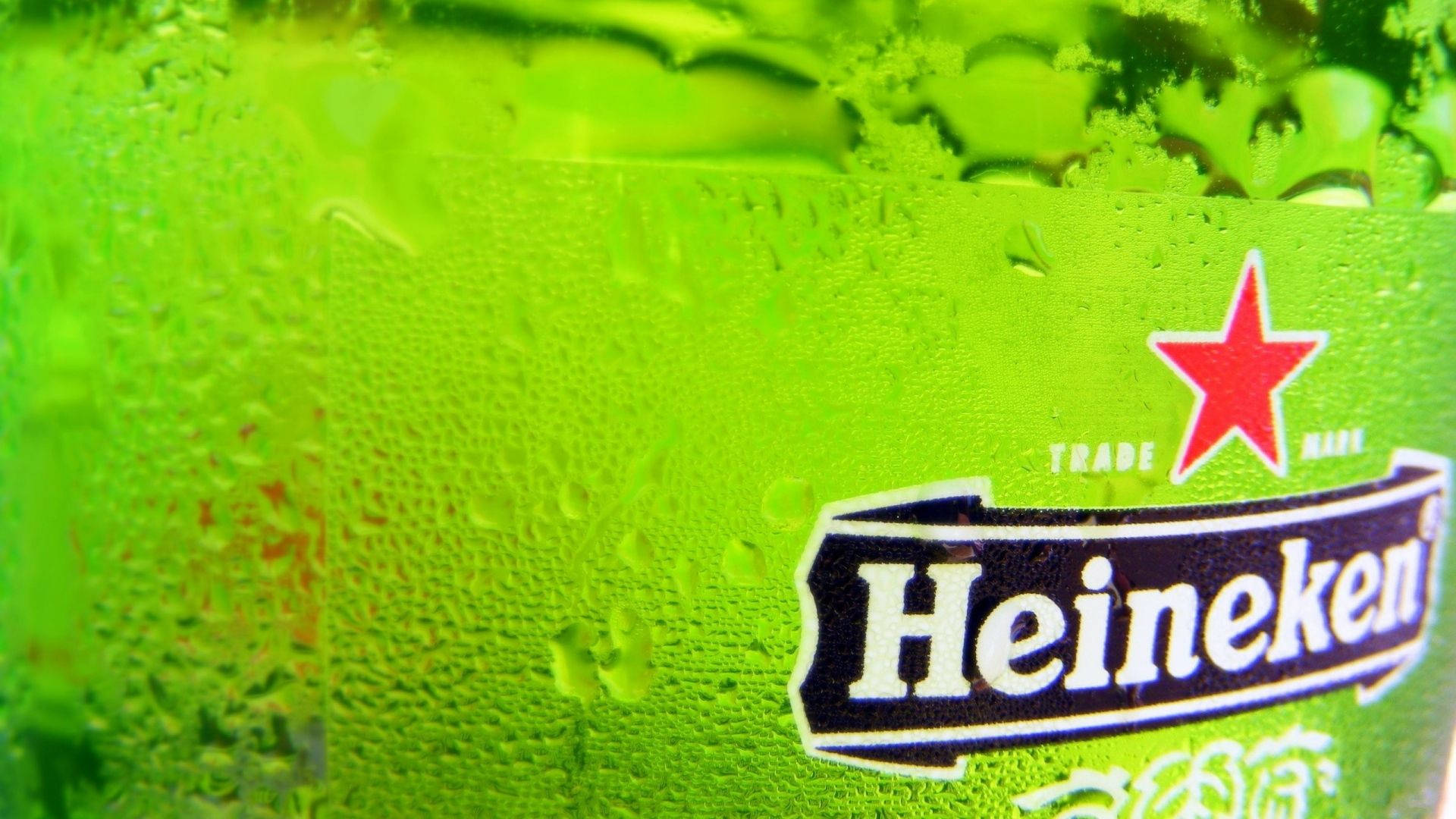 Heineken Lager Beer Bottle Logo Close Up Background