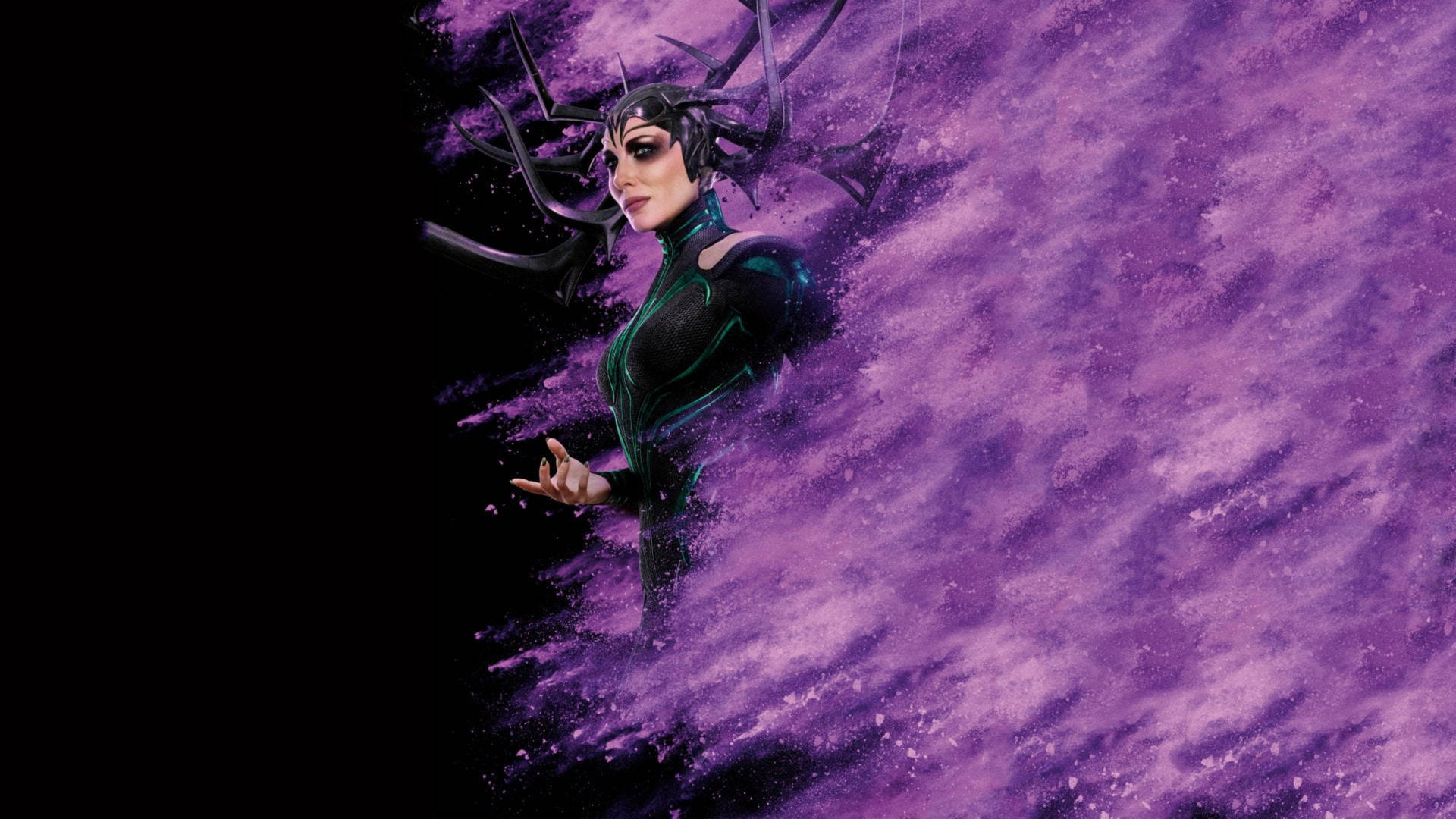 Hela, The Goddess Of Death In Menacing Stance Background