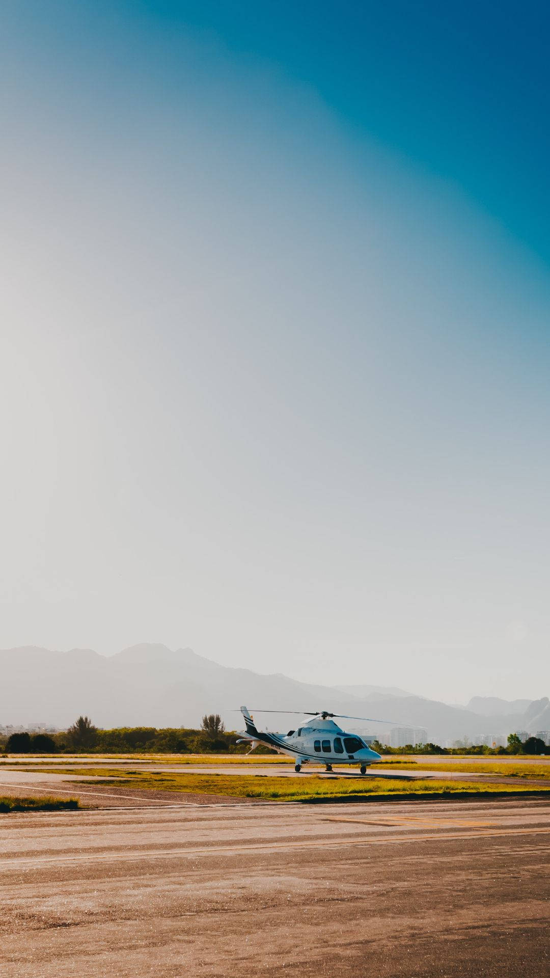 Helicopter On Runway Background