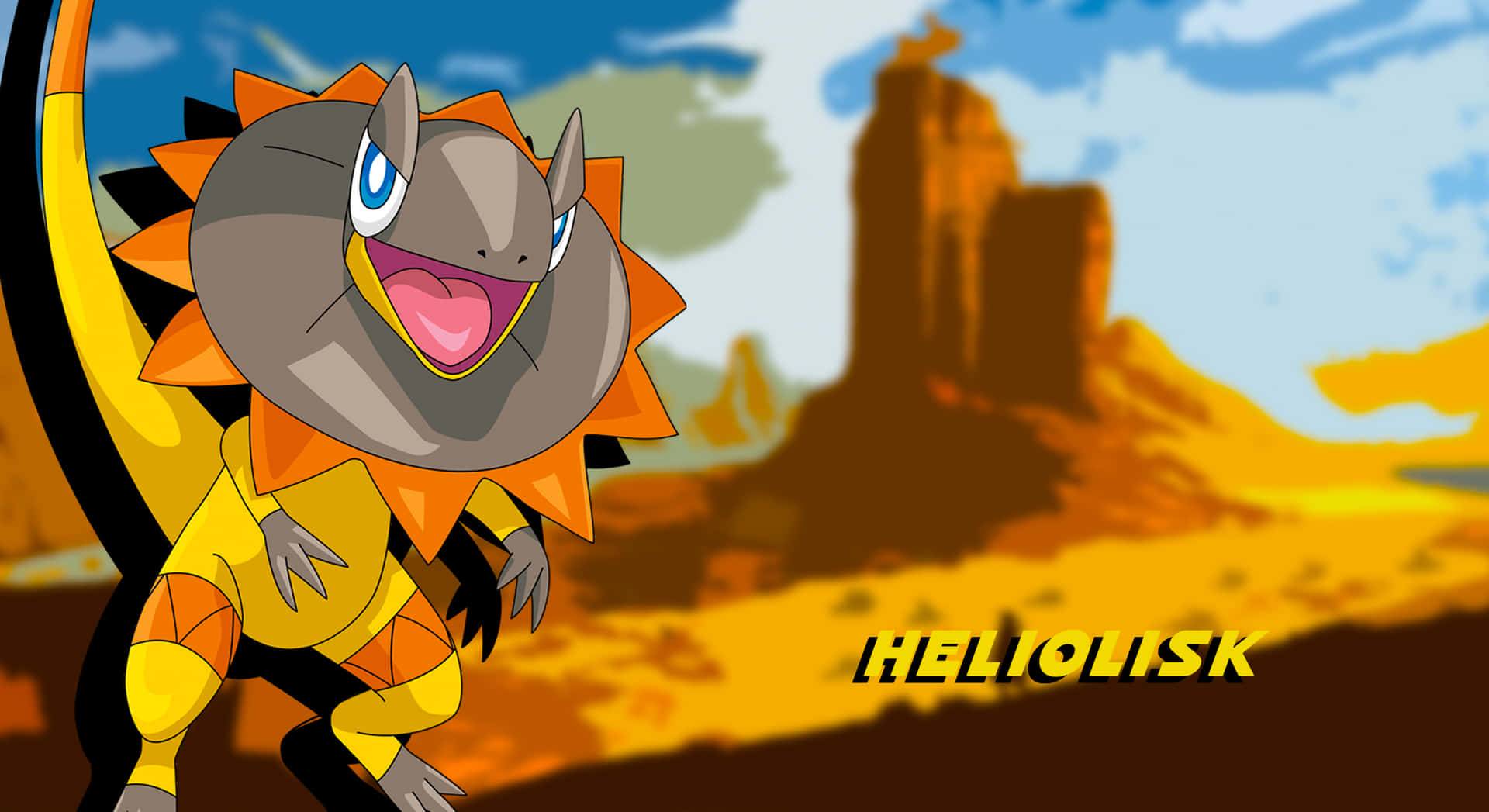 Heliolisk With Desert Background