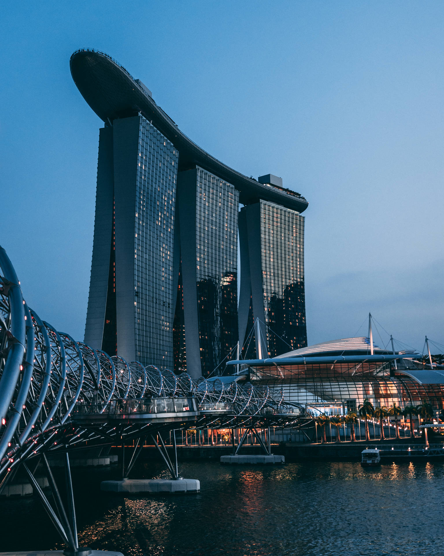 Helix Bridge At Singapore Background