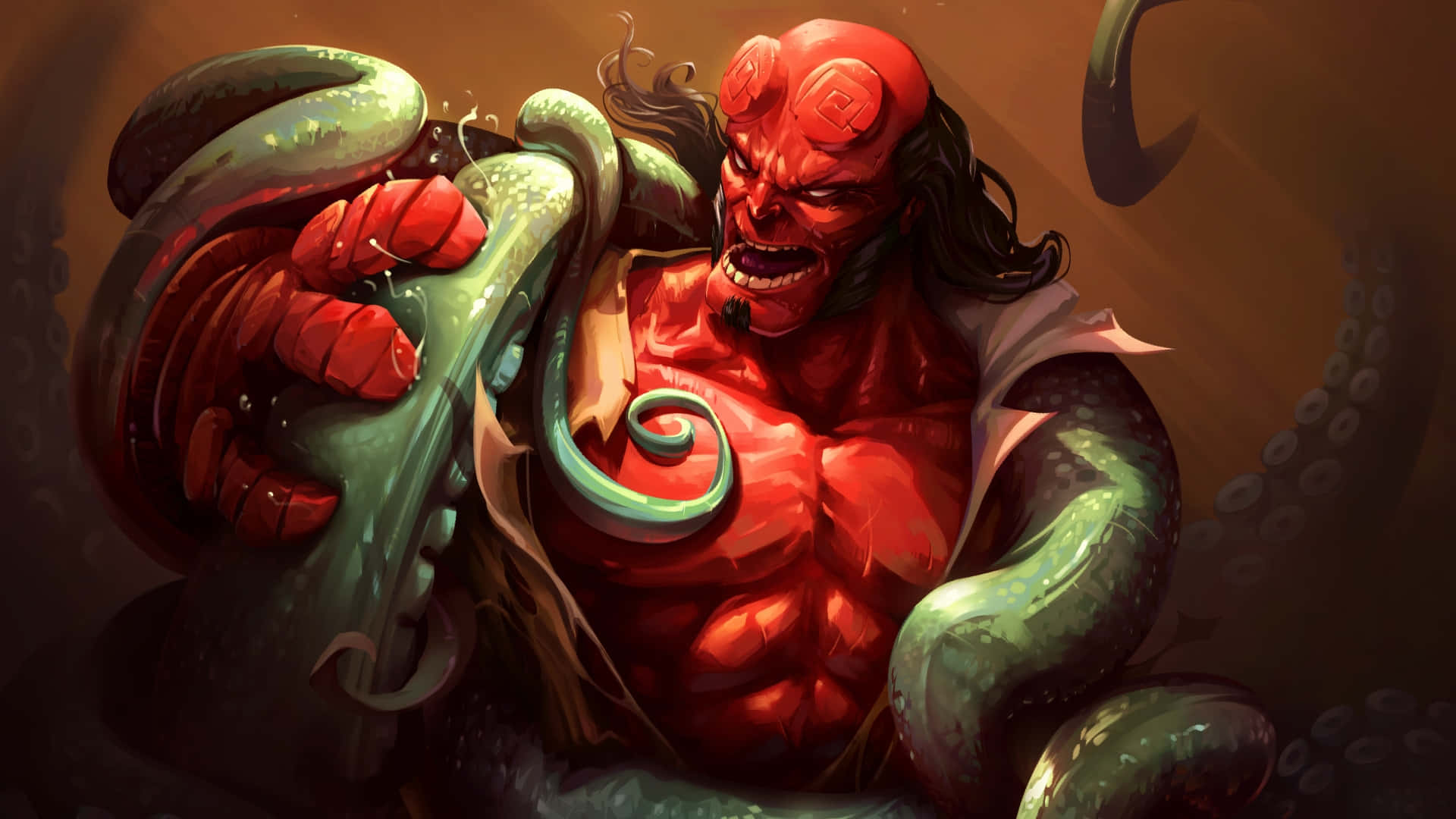 Hellboy_ Battle_with_ Tentacled_ Monster