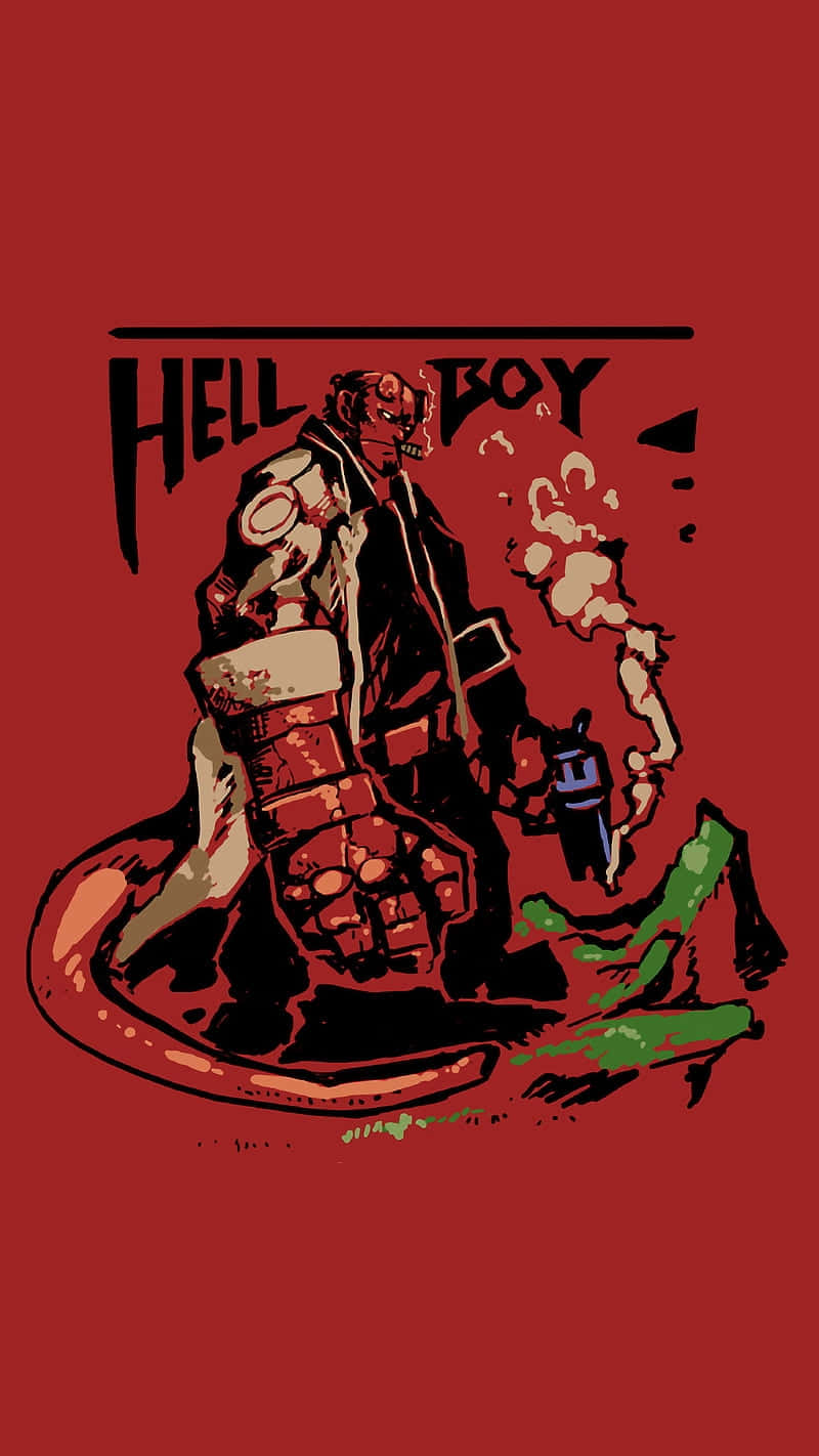 Hellboy Comic Art Red Background Background