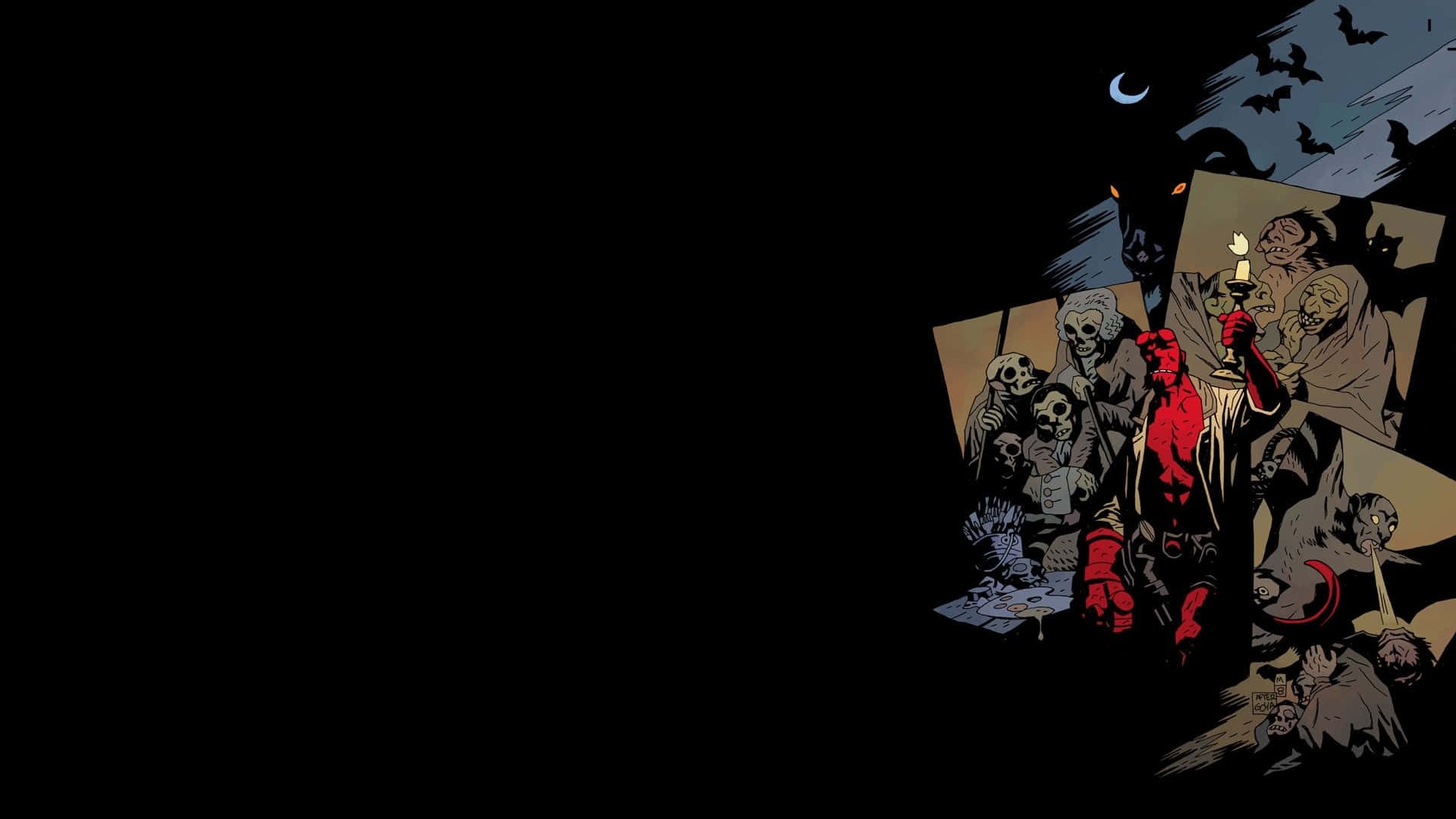 Hellboy Comic Artwork Night Scene