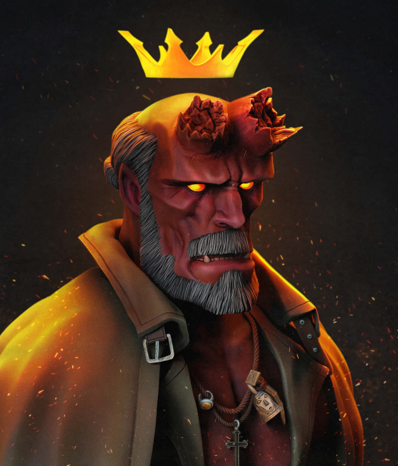 Hellboy_ Crowned_in_ Fire Background