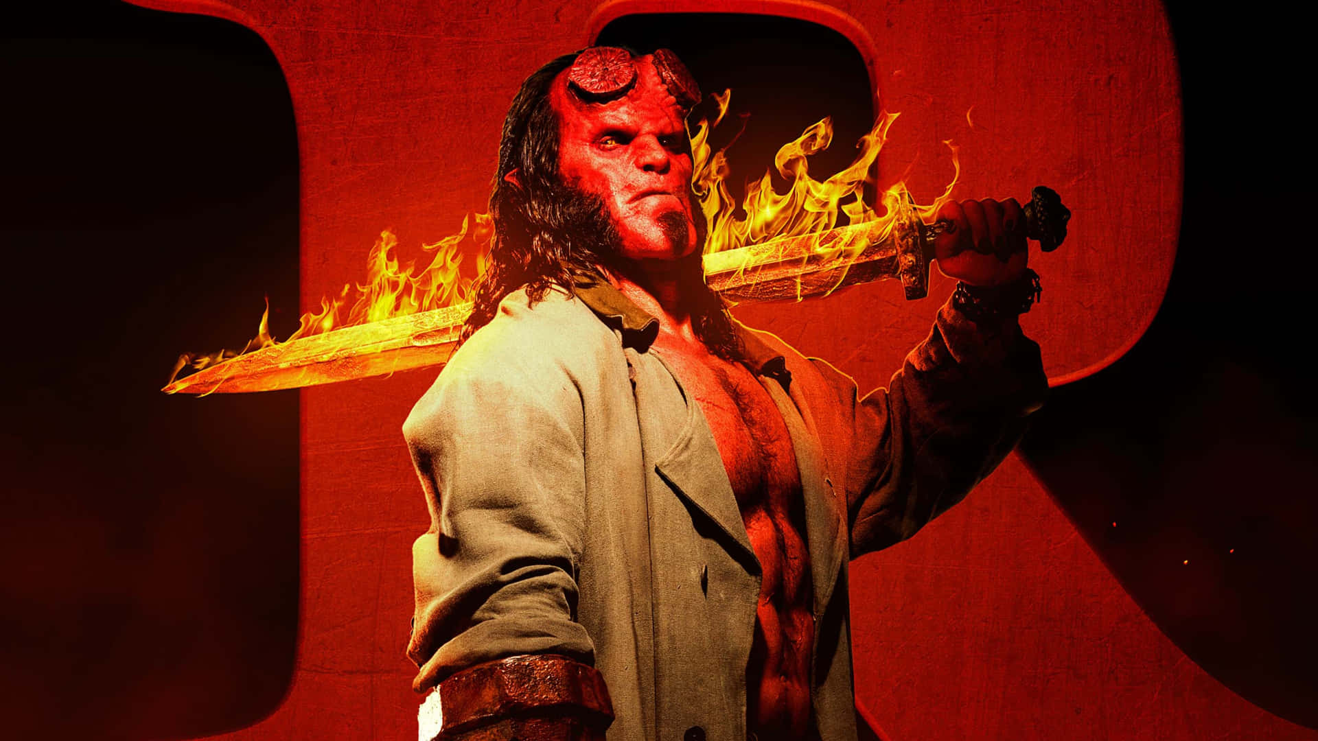 Hellboy_ Flaming_ Sword_ Pose