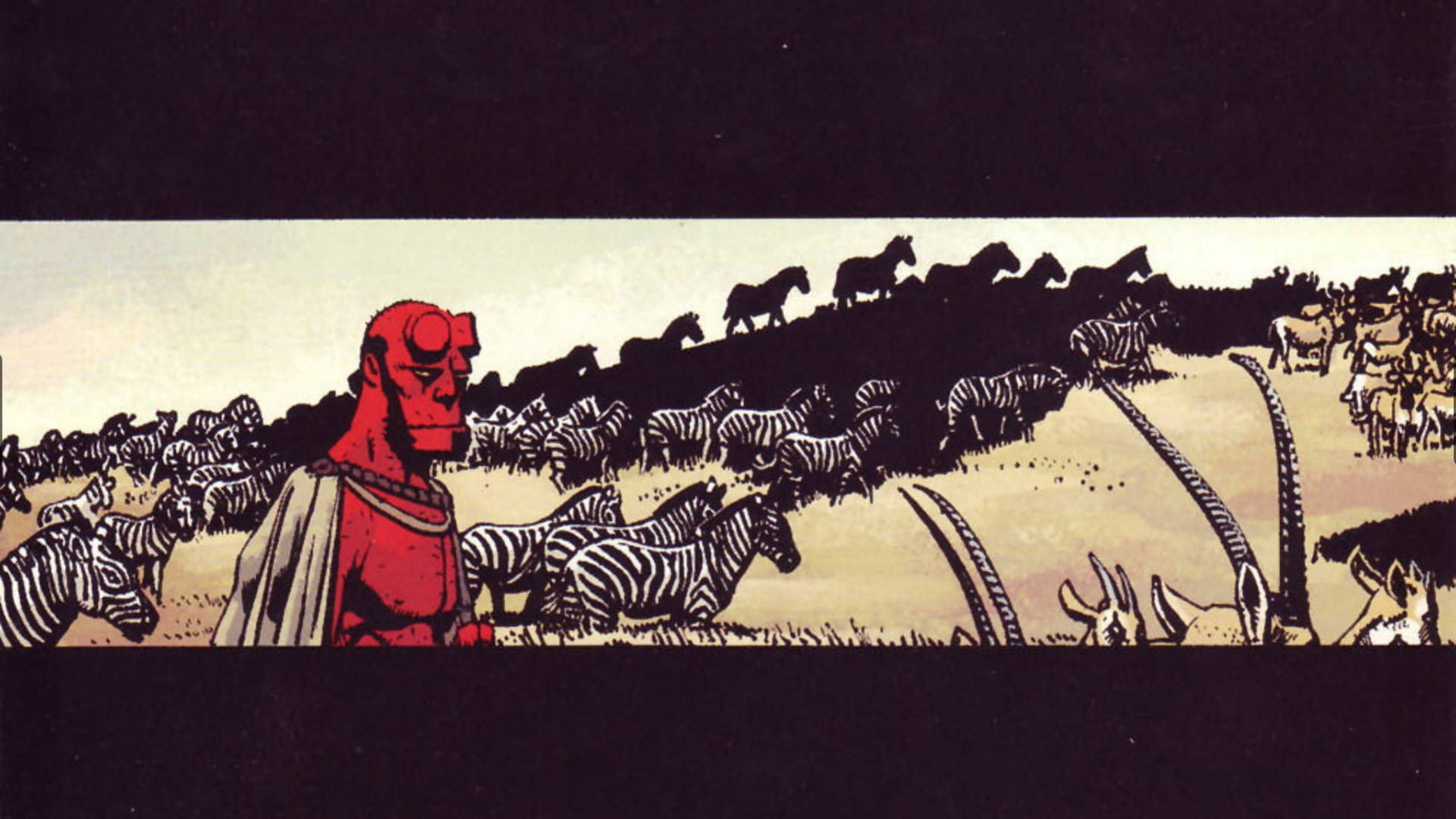 Hellboy With Group Of Zebras Background