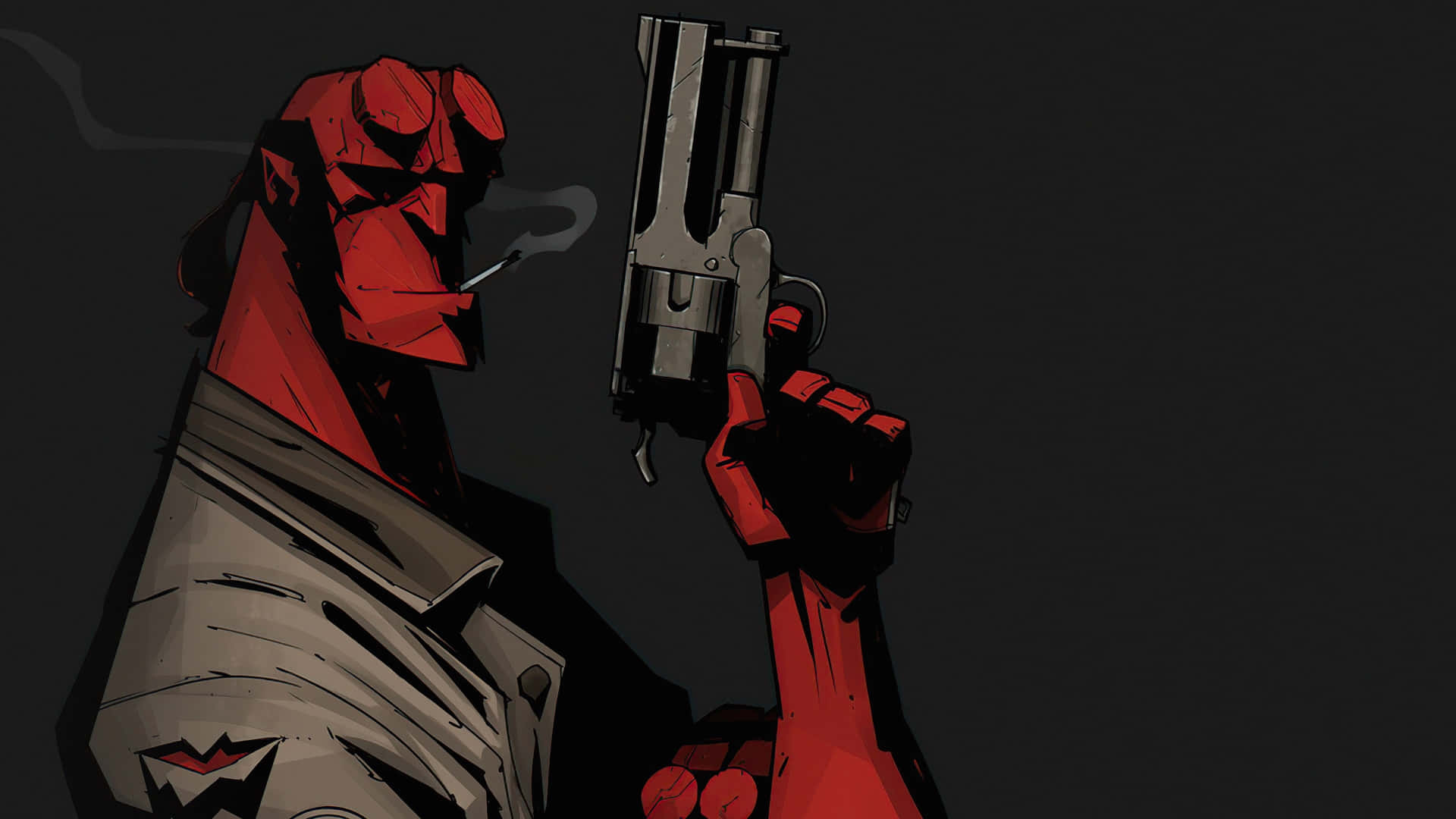 Hellboy With Gun Artwork Background