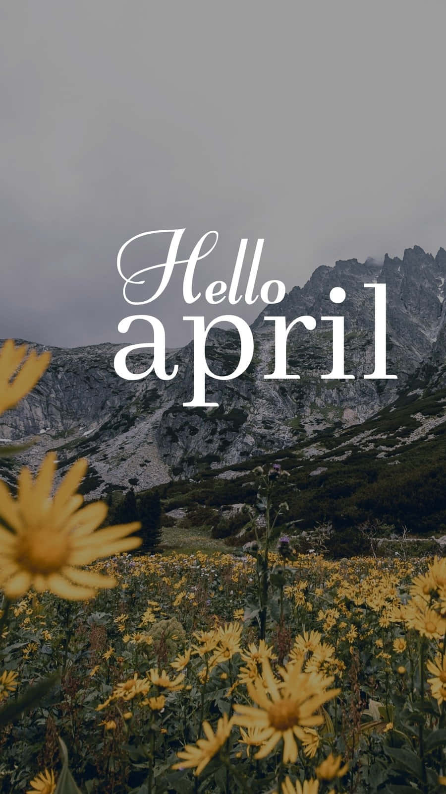 Hello April Mountain Backdrop Background