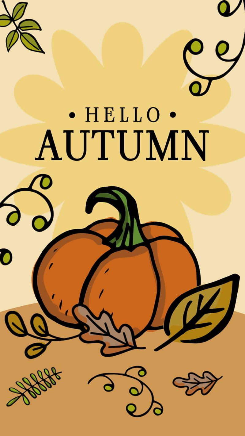 Hello Autumn Pumpkin Illustration