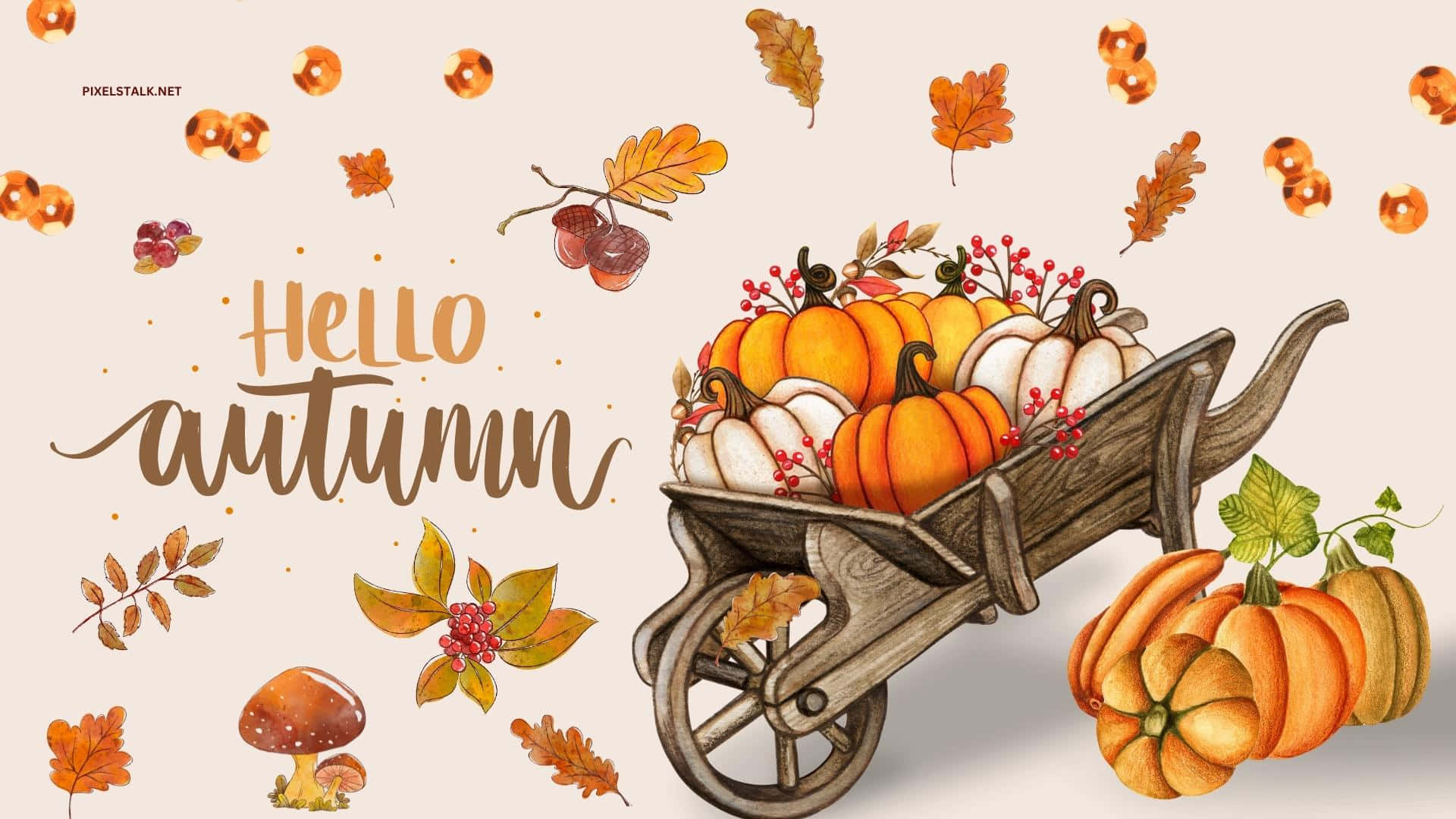 Hello Autumn Watercolor Illustration Background