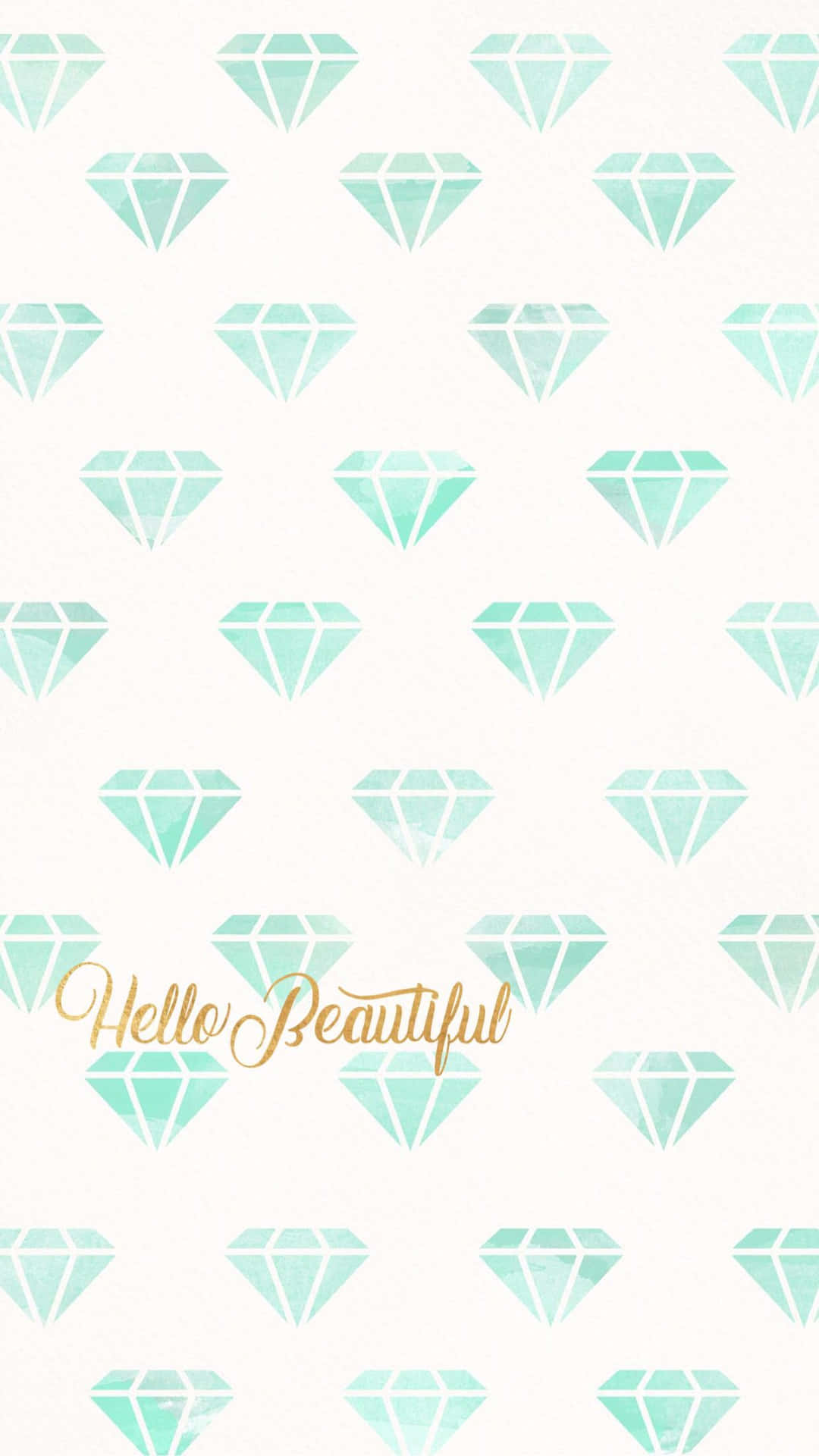 Hello Beautiful Cute Iphone Teal Diamond Patterns Background