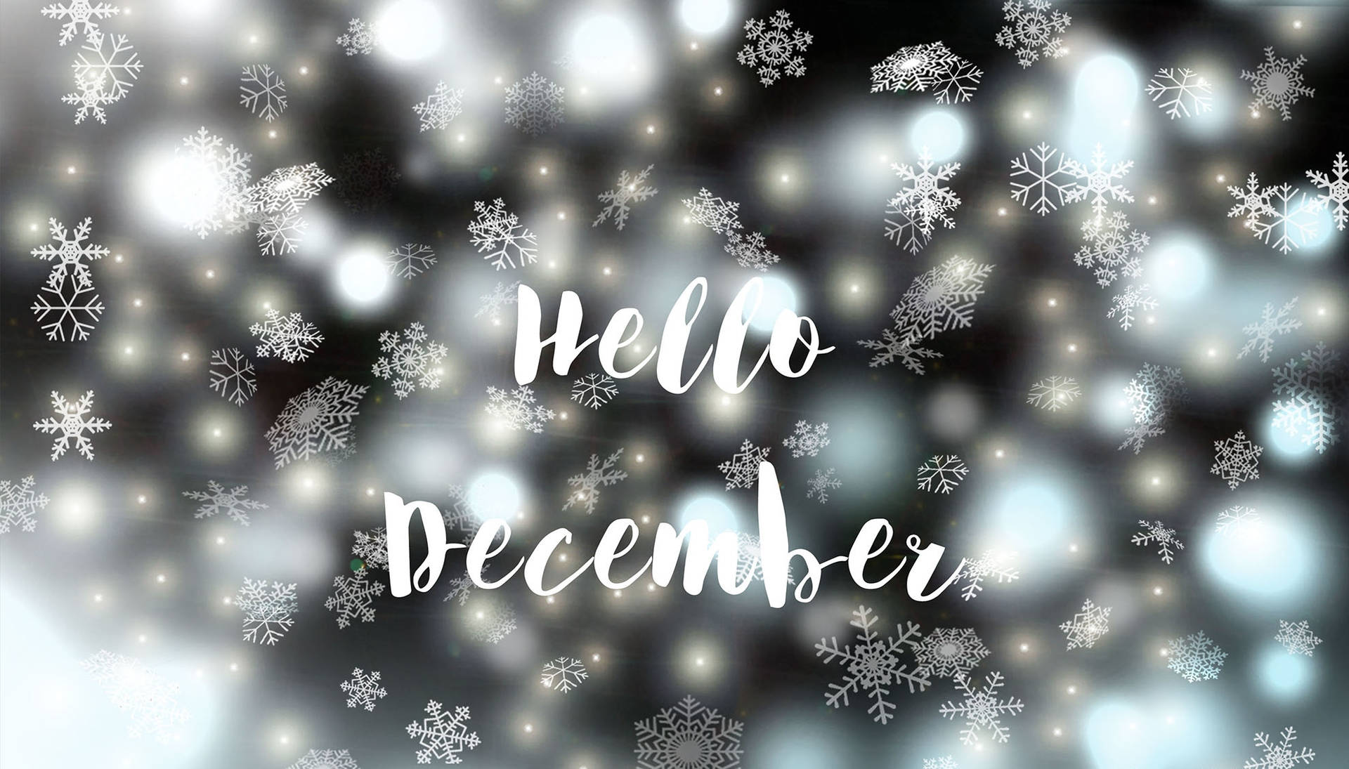 Hello December Greeting With Snowflakes Background
