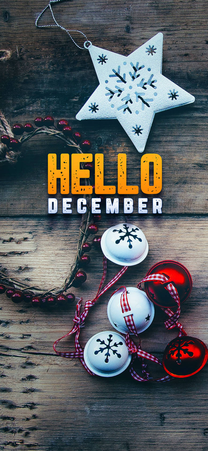 Hello December Holiday Ornaments Background