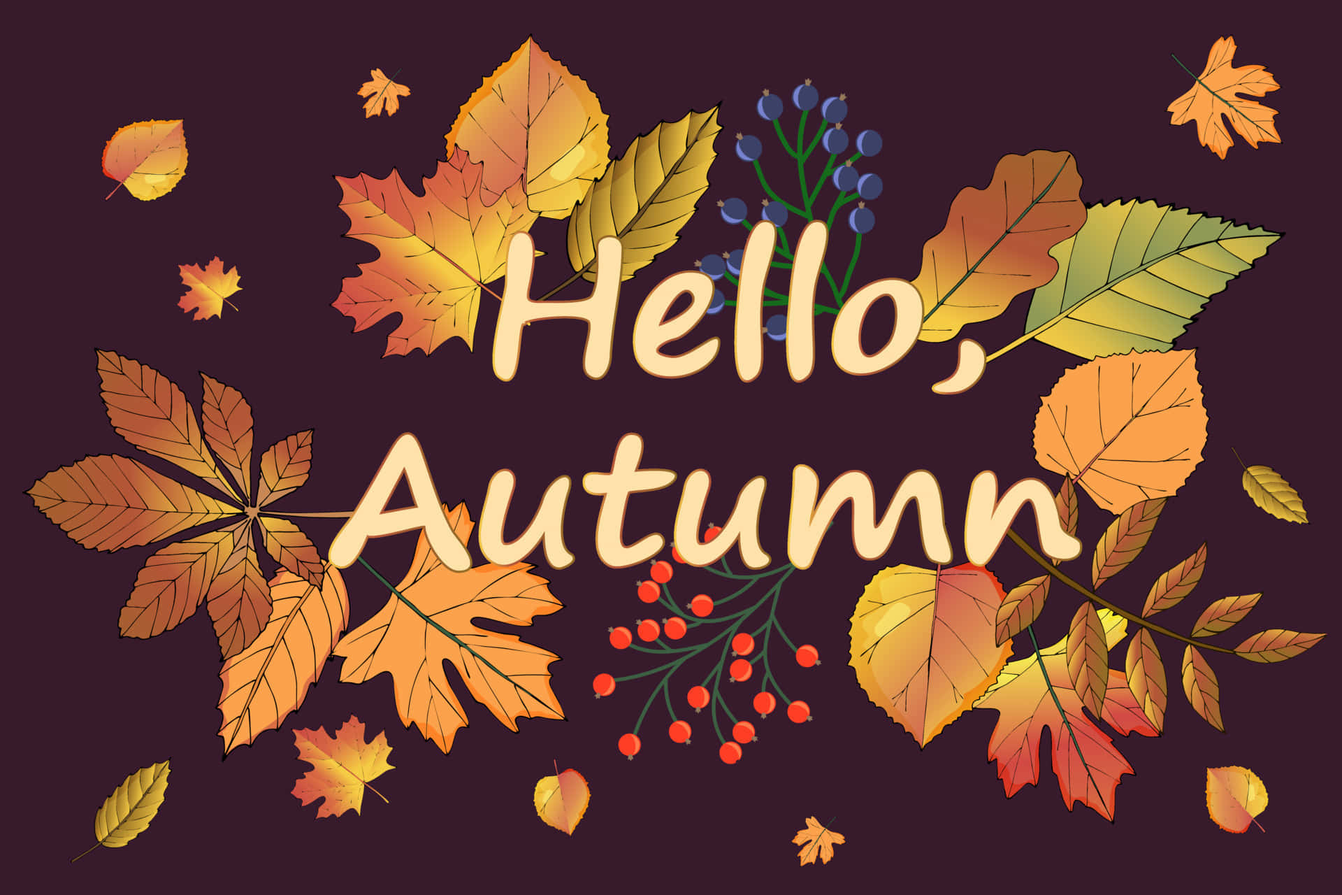 Hello Fall Autumn Leaves Background