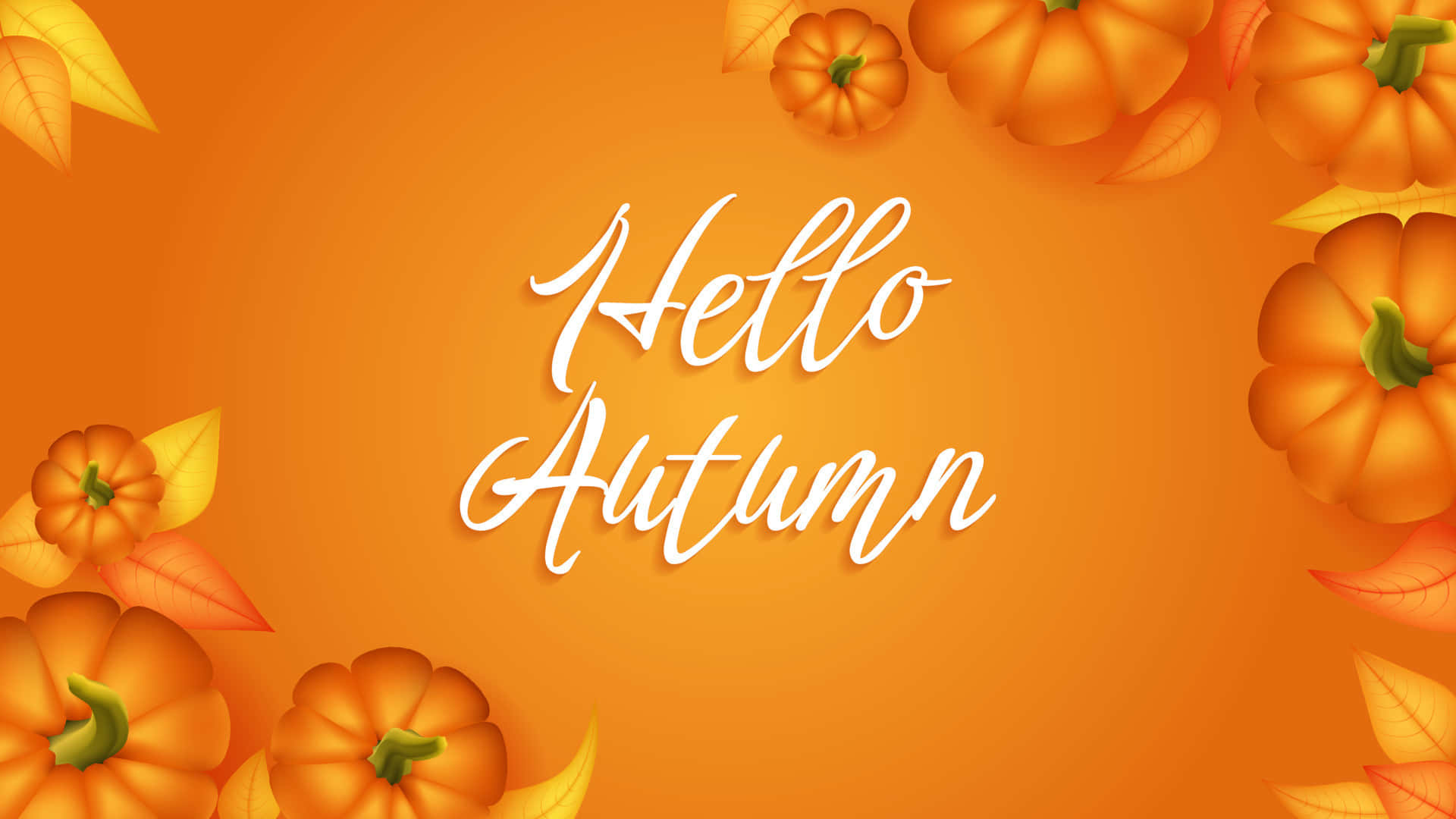 Hello Fall Autumn Orange Pumpkins Background