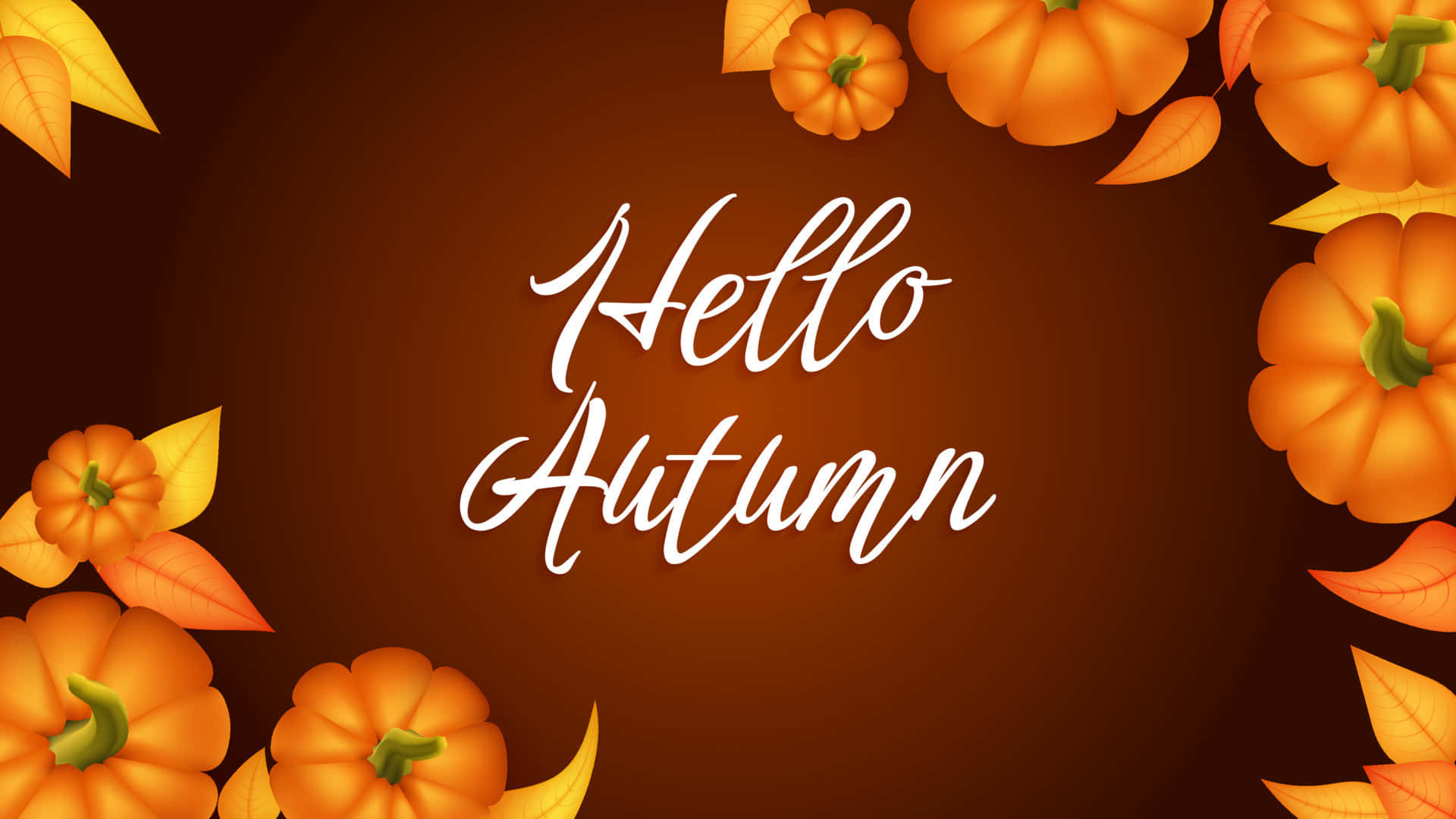 Hello Fall Autumn Oumpkin Leaves Background