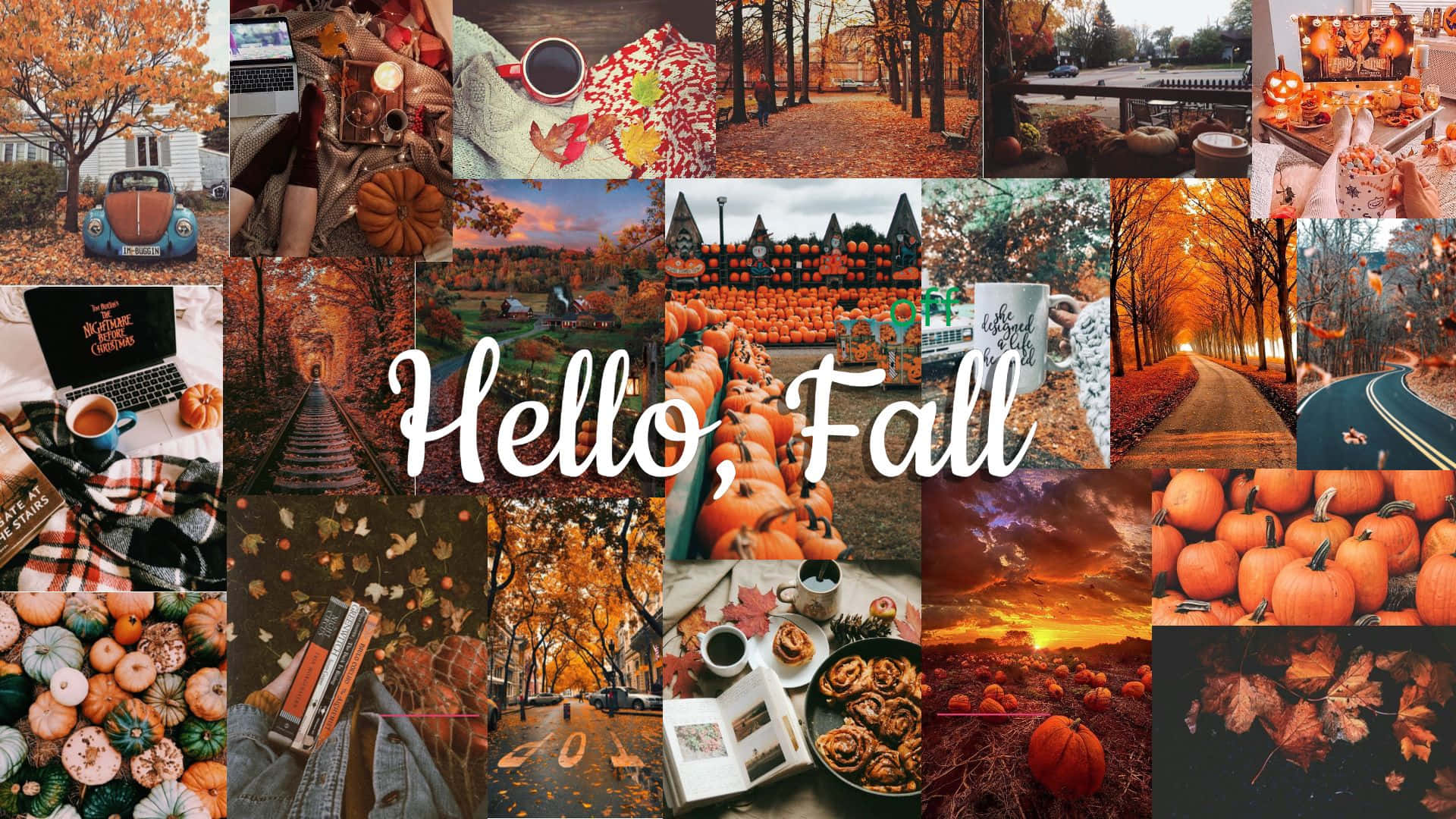 Hello Fall Instagram Collage Background