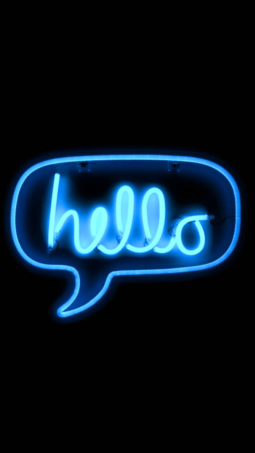 Hello In Neon Blue Iphone Background