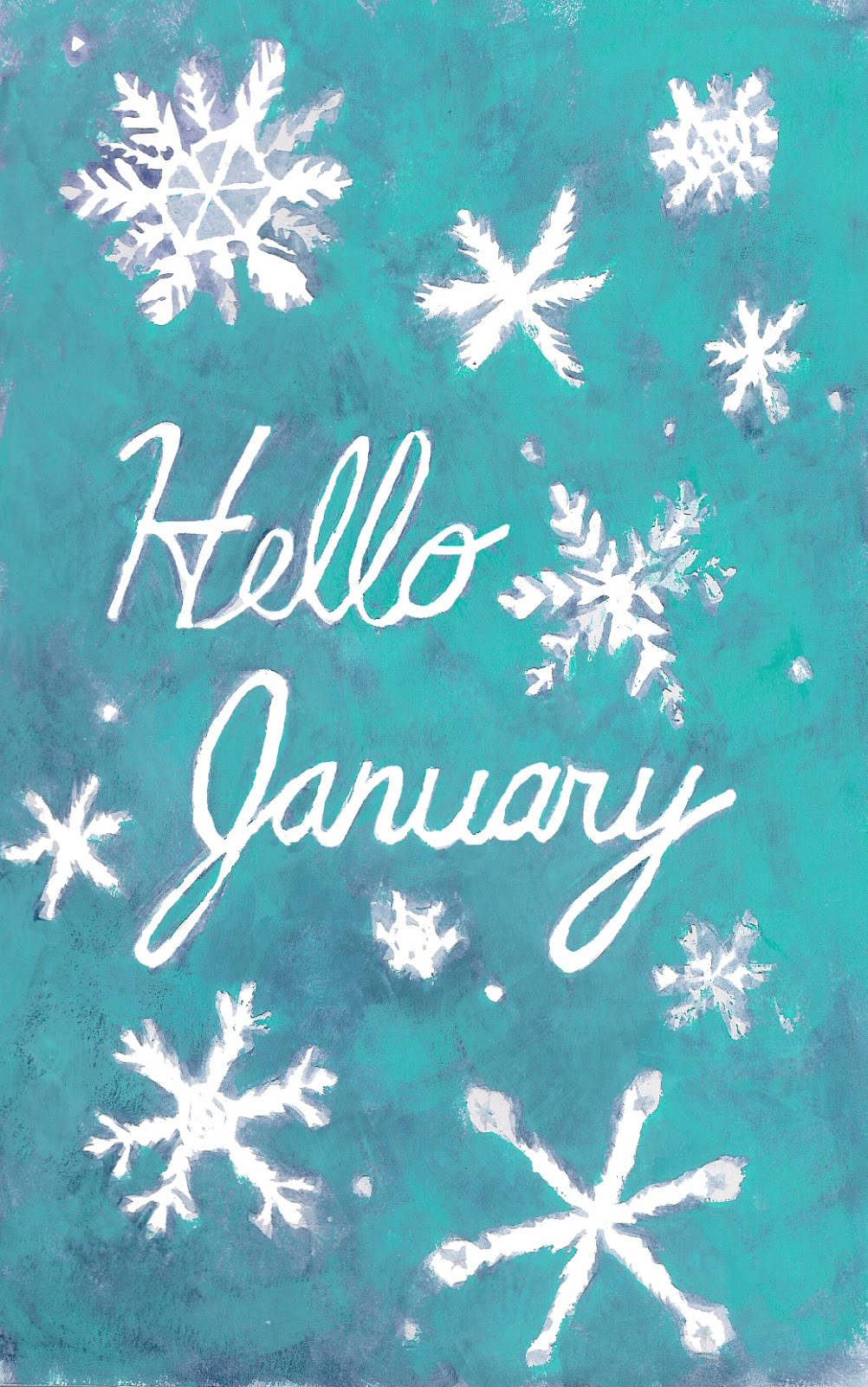 Hello January Snowflakes Painting
