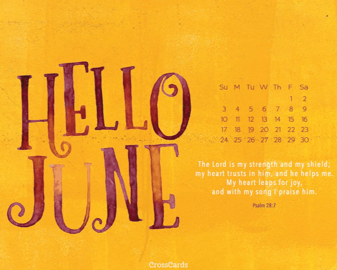 Hello June Calendar Wallpaper Background