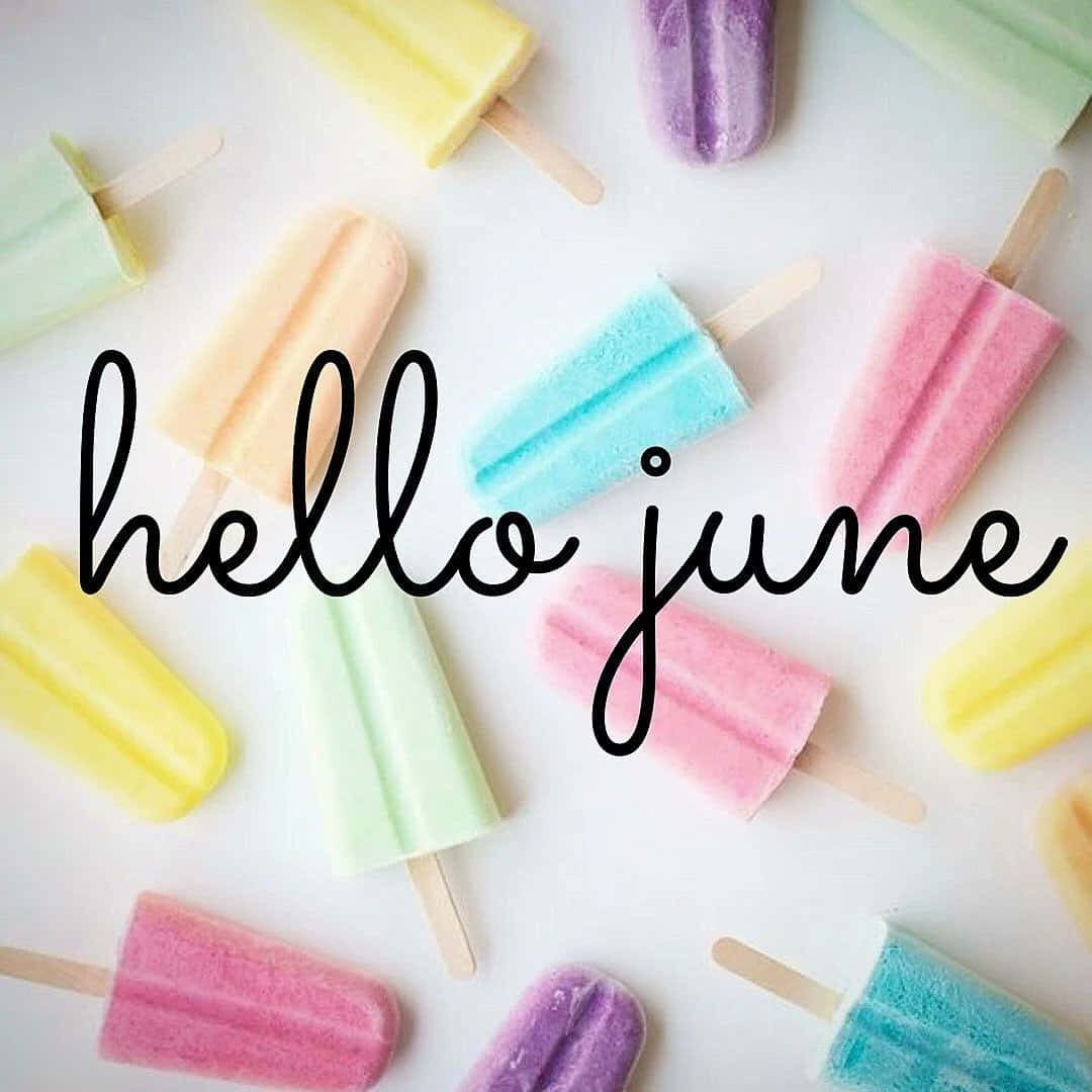 Hello June Ice Cream Popsicles Background