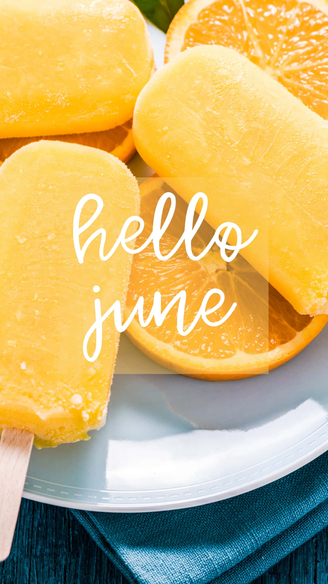 Hello June Popsicles On A Plate Background