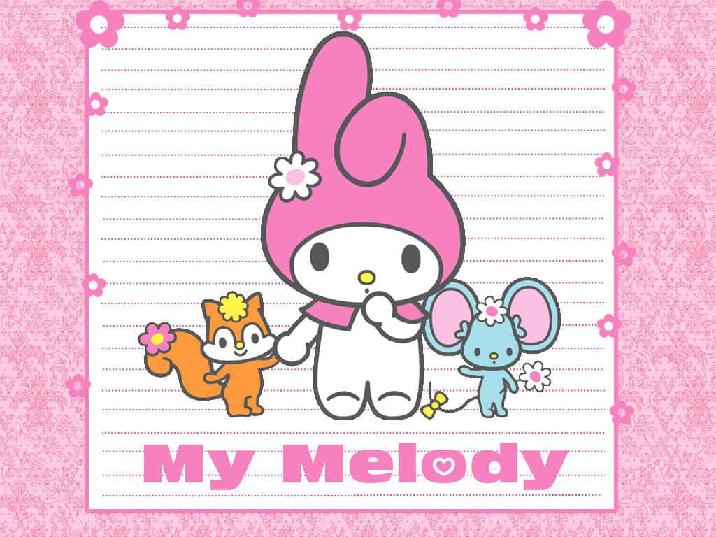 Hello Kitty And A Pink Kitty With A Pink Bow Background
